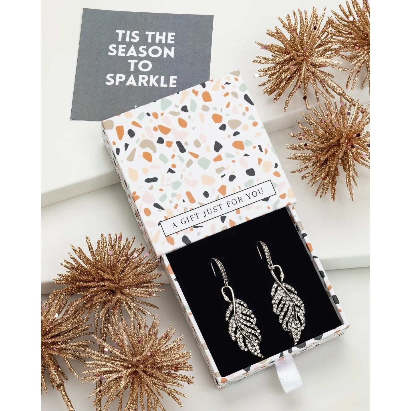Crystal Feather Earrings - In Gift Box sold by Zulily