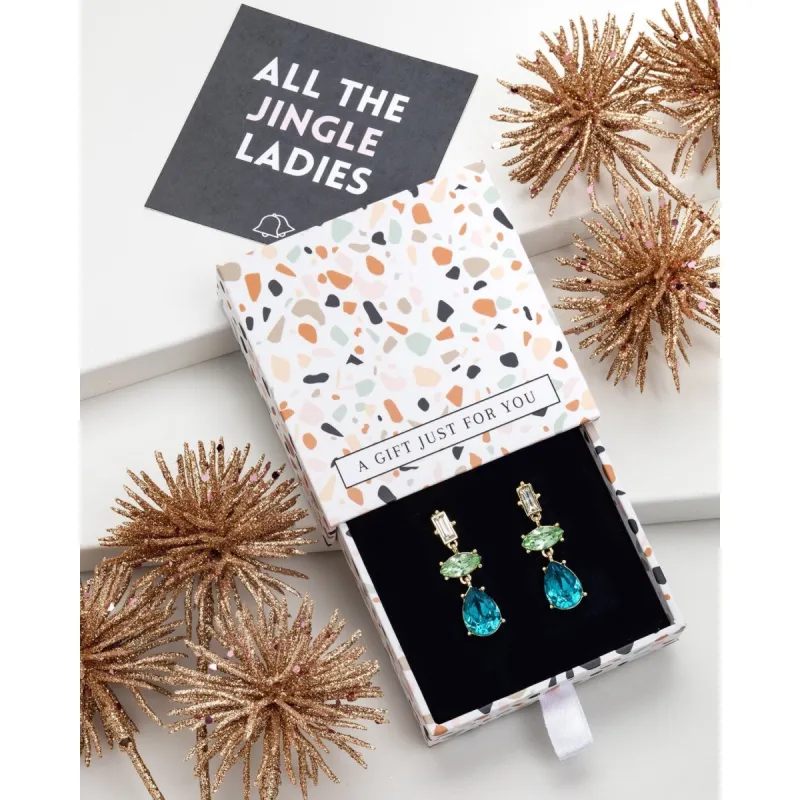 Blue Green Crystal Teardrop Drop Earrings - In Gift Box sold by Zulily