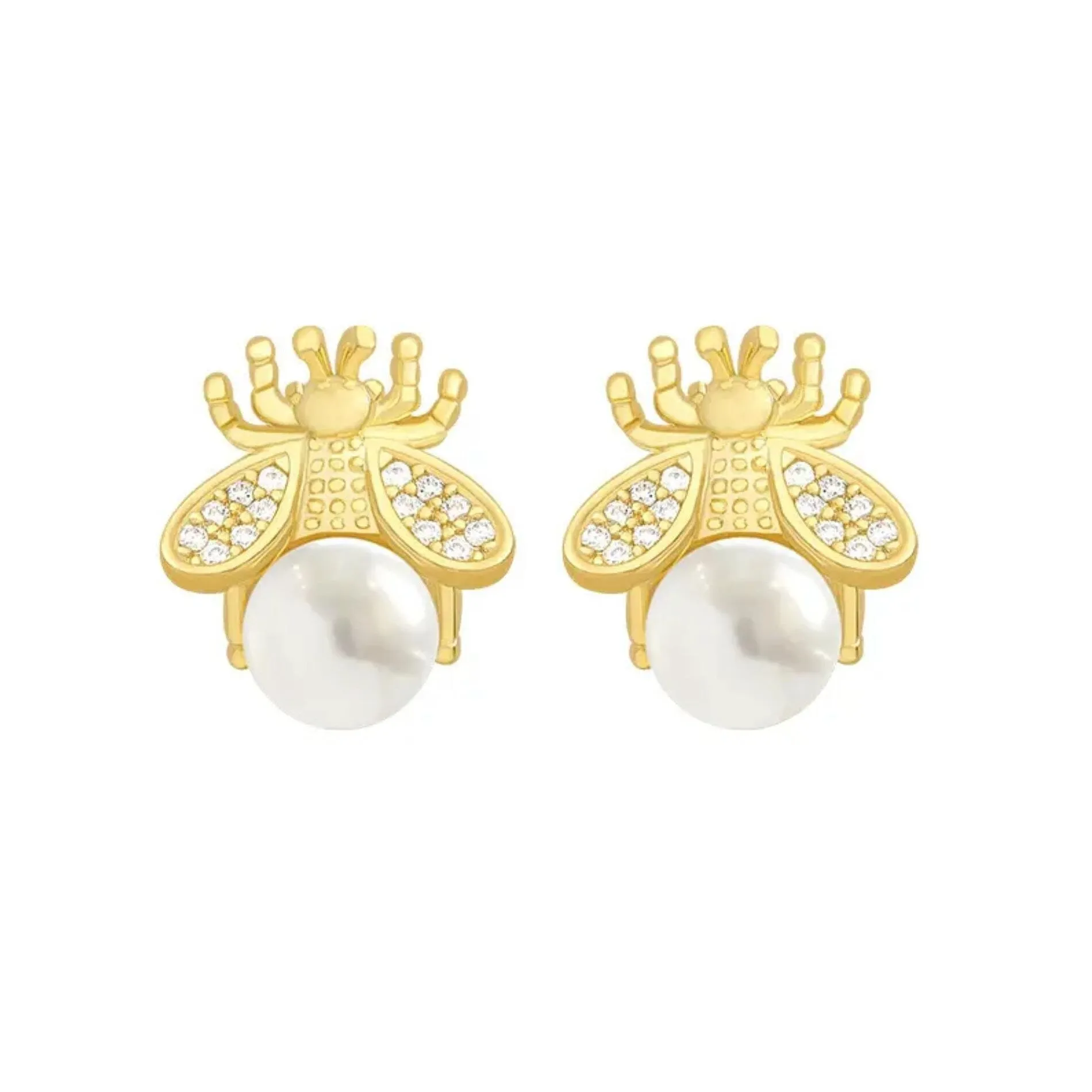 Imitation Pearl Bee Stud Earrings - In Gift Box - White sold by Zulily product image thumbnail 4
