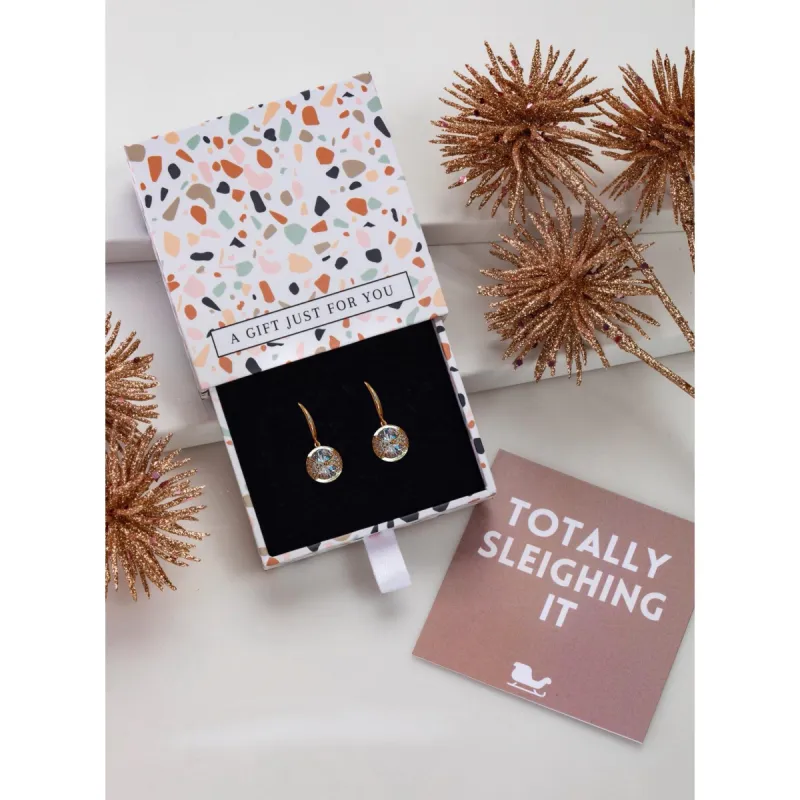 Cubic Zirconia Circular Drop Criss Cross Earrings - In Gift Box - White sold by Zulily