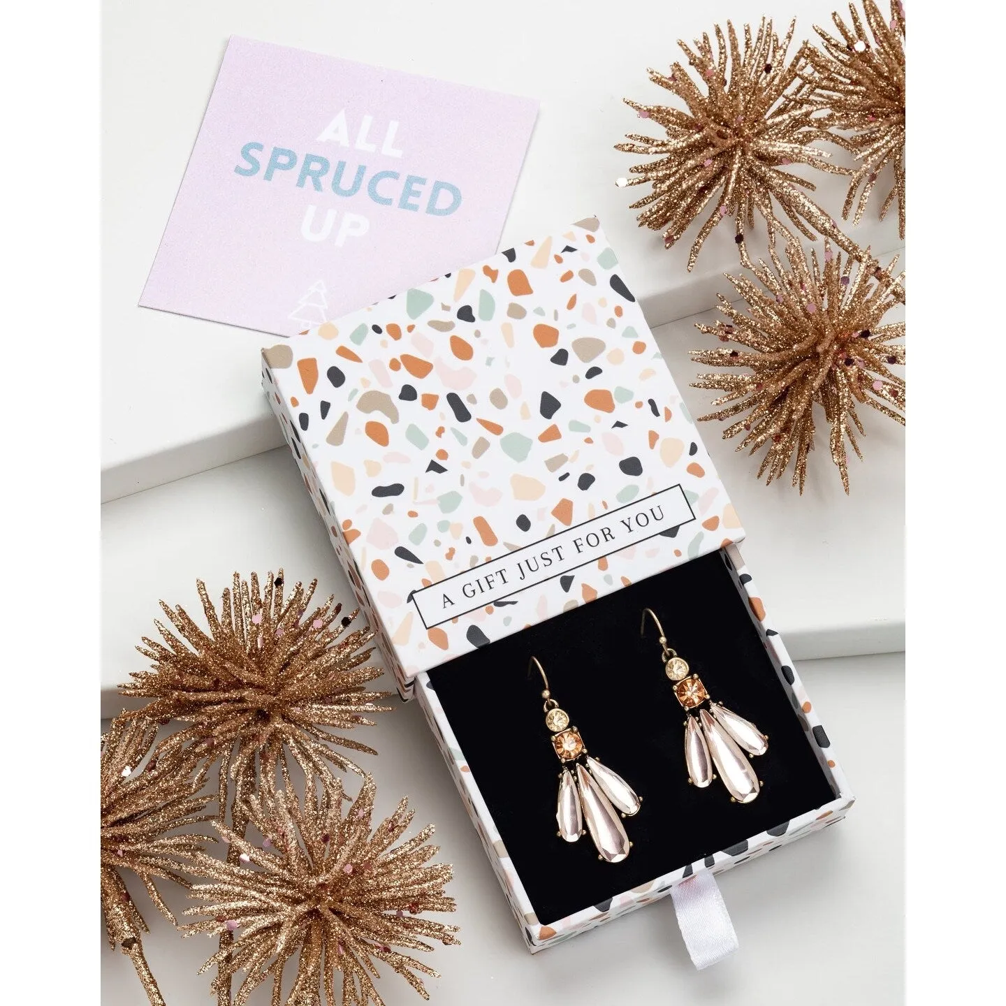 Champagne Crystal Triple Teardrop Earrings - In Gift Box sold by Zulily
