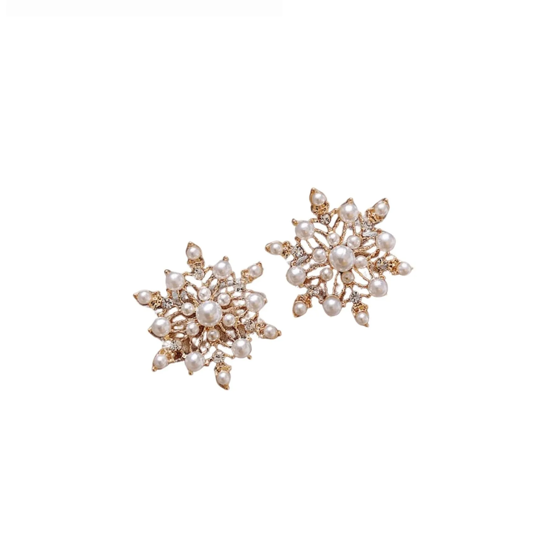 Imitation Pearl Snowflake Stud Earrings - In Gift Box - White sold by Zulily product image thumbnail 2