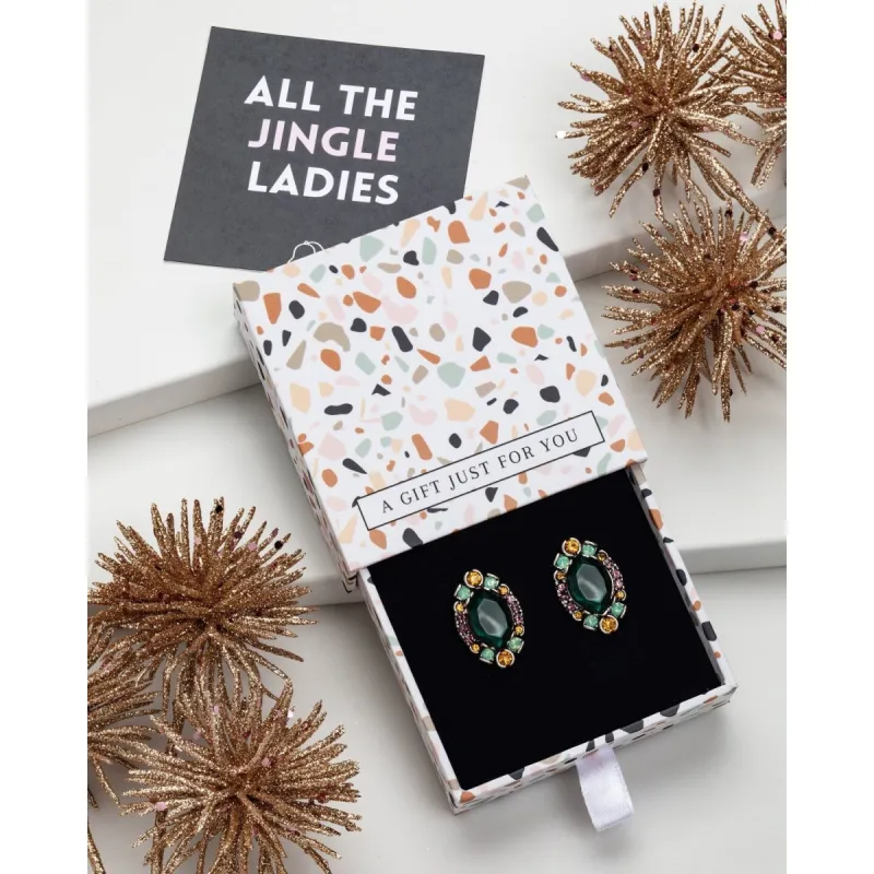 Black Multi Colored Marquis Crystal Stud Earrings - In Gift Box sold by Zulily