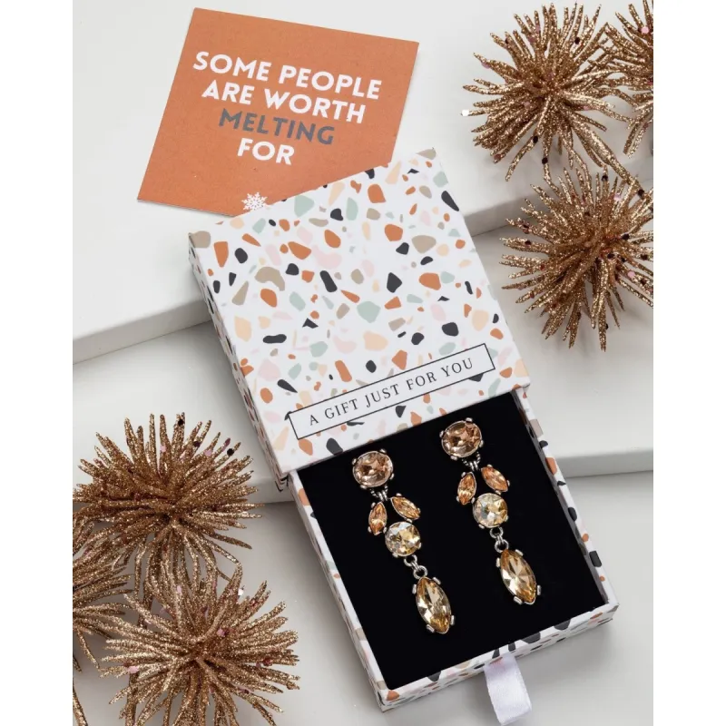 Amber & Topaz Colored Crystal Drop Earrings - In Gift Box sold by Zulily