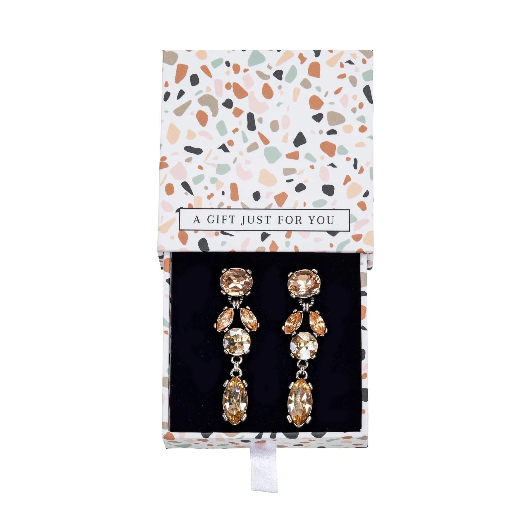 Amber & Topaz Colored Crystal Drop Earrings - In Gift Box sold by Zulily product image thumbnail 2