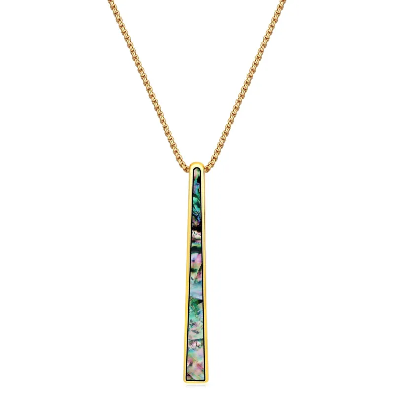 Green Marbled Shell with Goldtone Long Pendant Necklace sold by Zulily