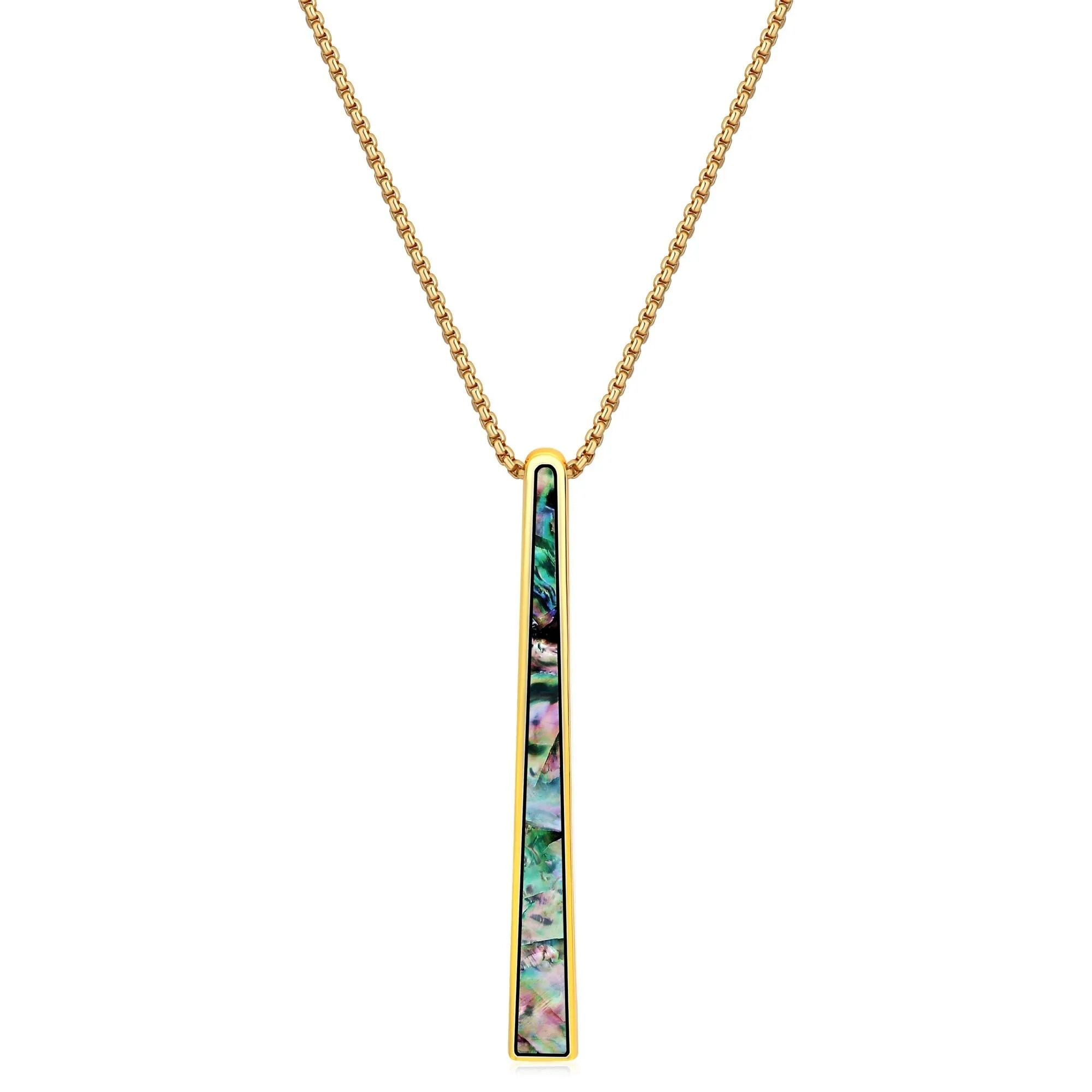 Green Marbled Shell with Goldtone Long Pendant Necklace sold by Zulily