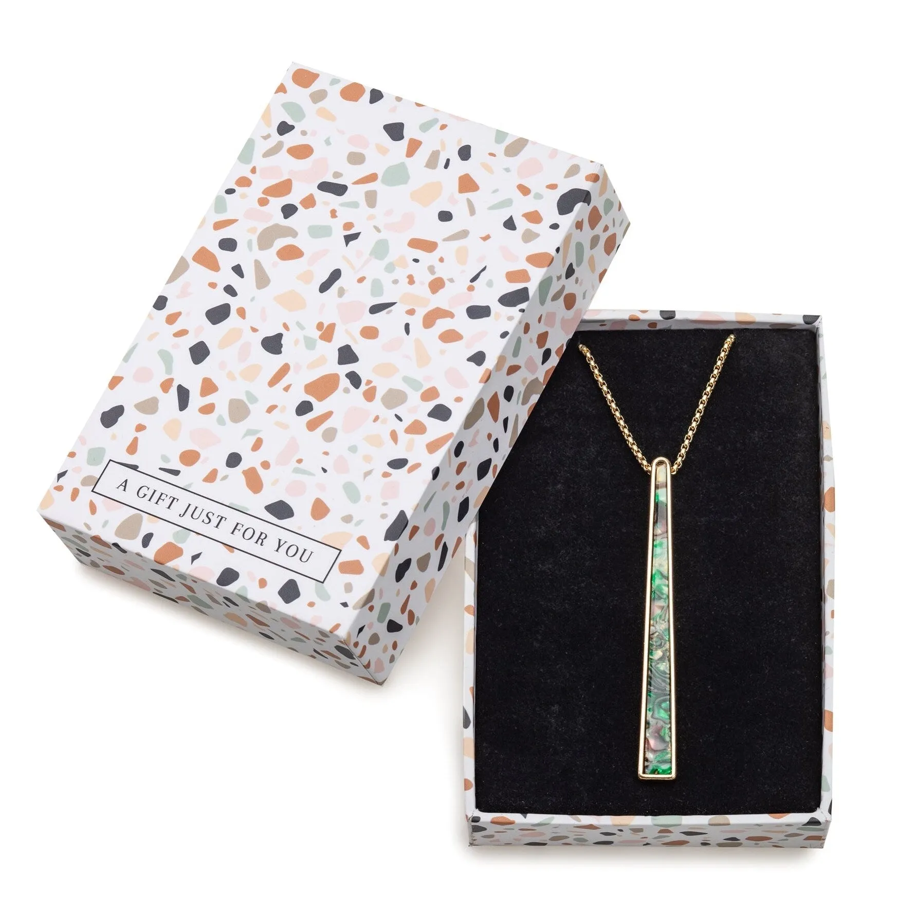 Green Marbled Shell with Goldtone Long Pendant Necklace sold by Zulily product image thumbnail 2