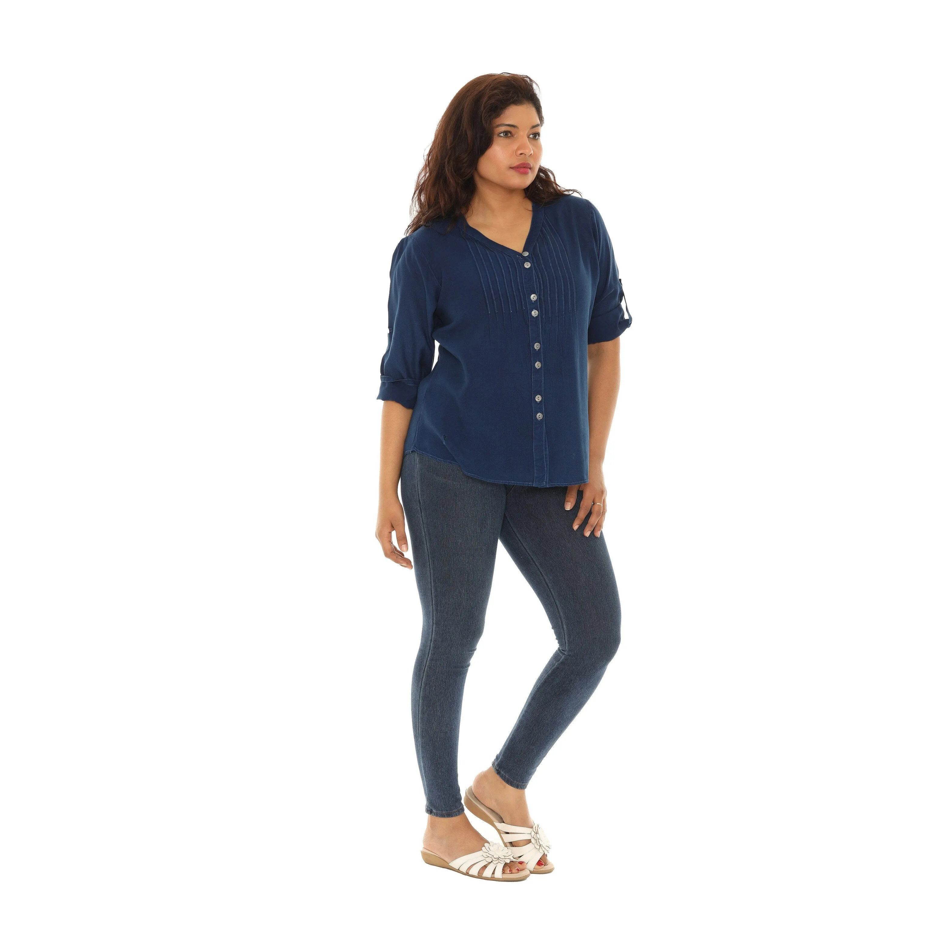 V-Neck Pin-Tuck Button-Front Tunic For Women sold by Zulily product image thumbnail 4