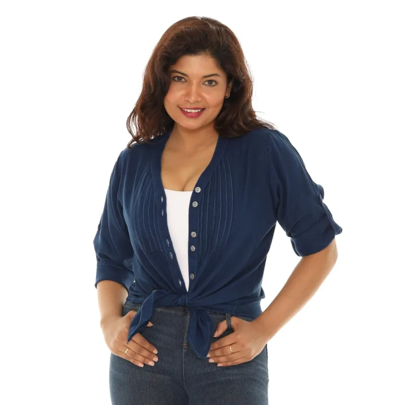 V-Neck Pin-Tuck Button-Front Tunic For Women sold by Zulily