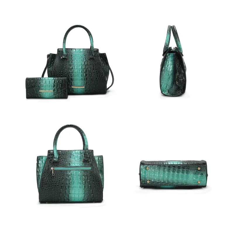 Bently False Croc-Embossed Tote & Wallet Set - 2 PCS sold by Zulily