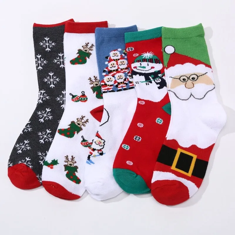 5 Pairs of Christmas Socks with Santa and Snowmen sold by Zulily product image thumbnail 2