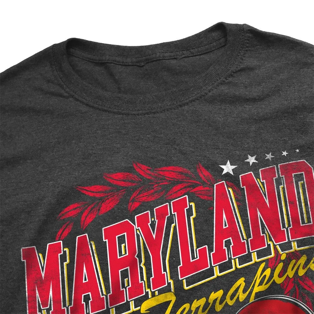 University Of Maryland Spirit Collection Football Helmet Laurels Unisex Adult Heathered Premium T Shirt,Charcoal sold by Zulily product image thumbnail 5