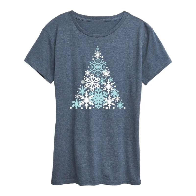 Women's Snowflake Christmas Tree Short Sleeve Tee sold by Zulily