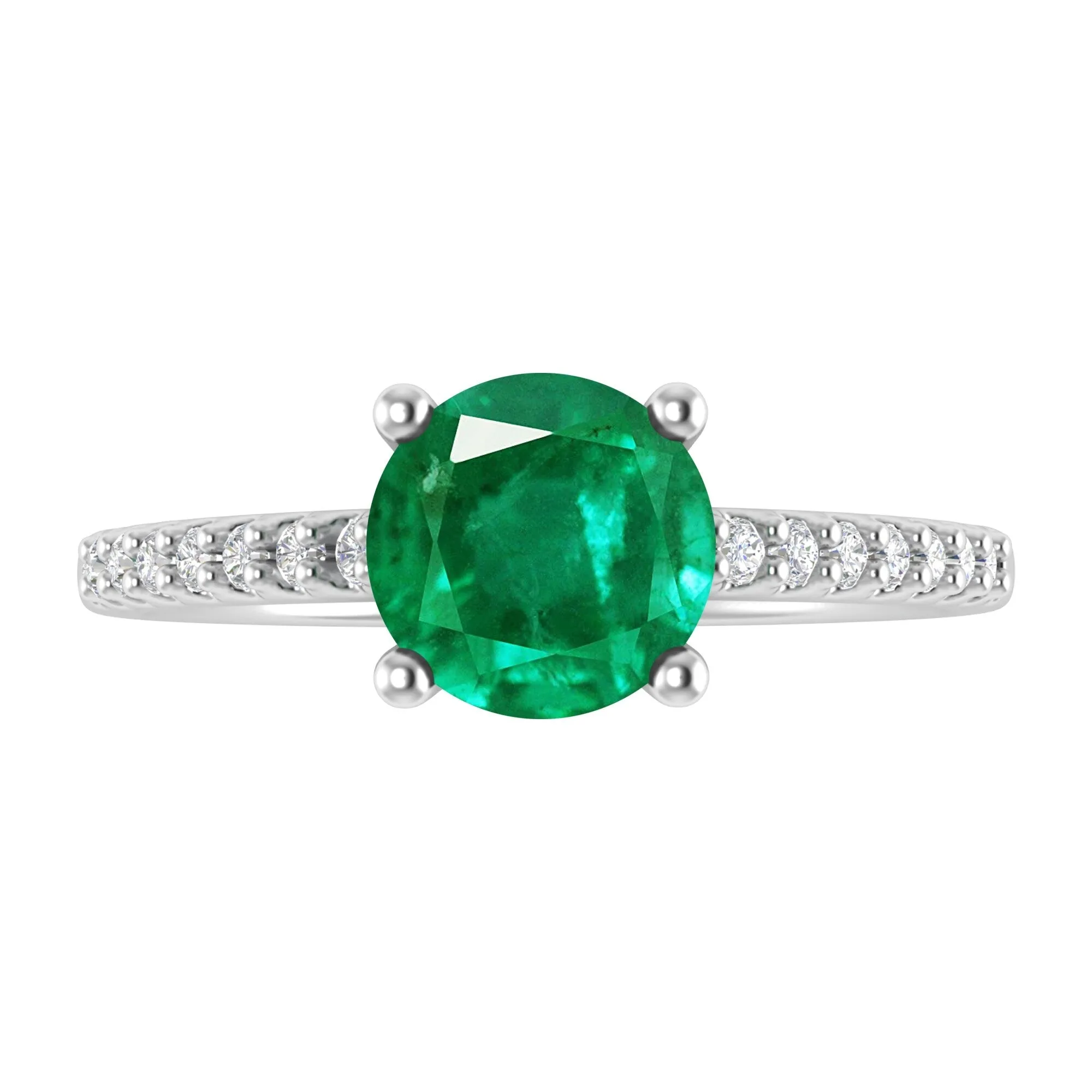 Sterling Silver 0.85CT Emerald and White Topaz Engagement Ring sold by Zulily product image thumbnail 2
