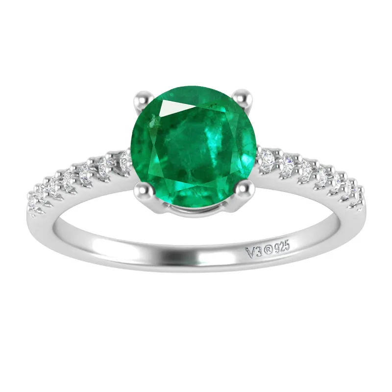 Sterling Silver 0.85CT Emerald and White Topaz Engagement Ring sold by Zulily