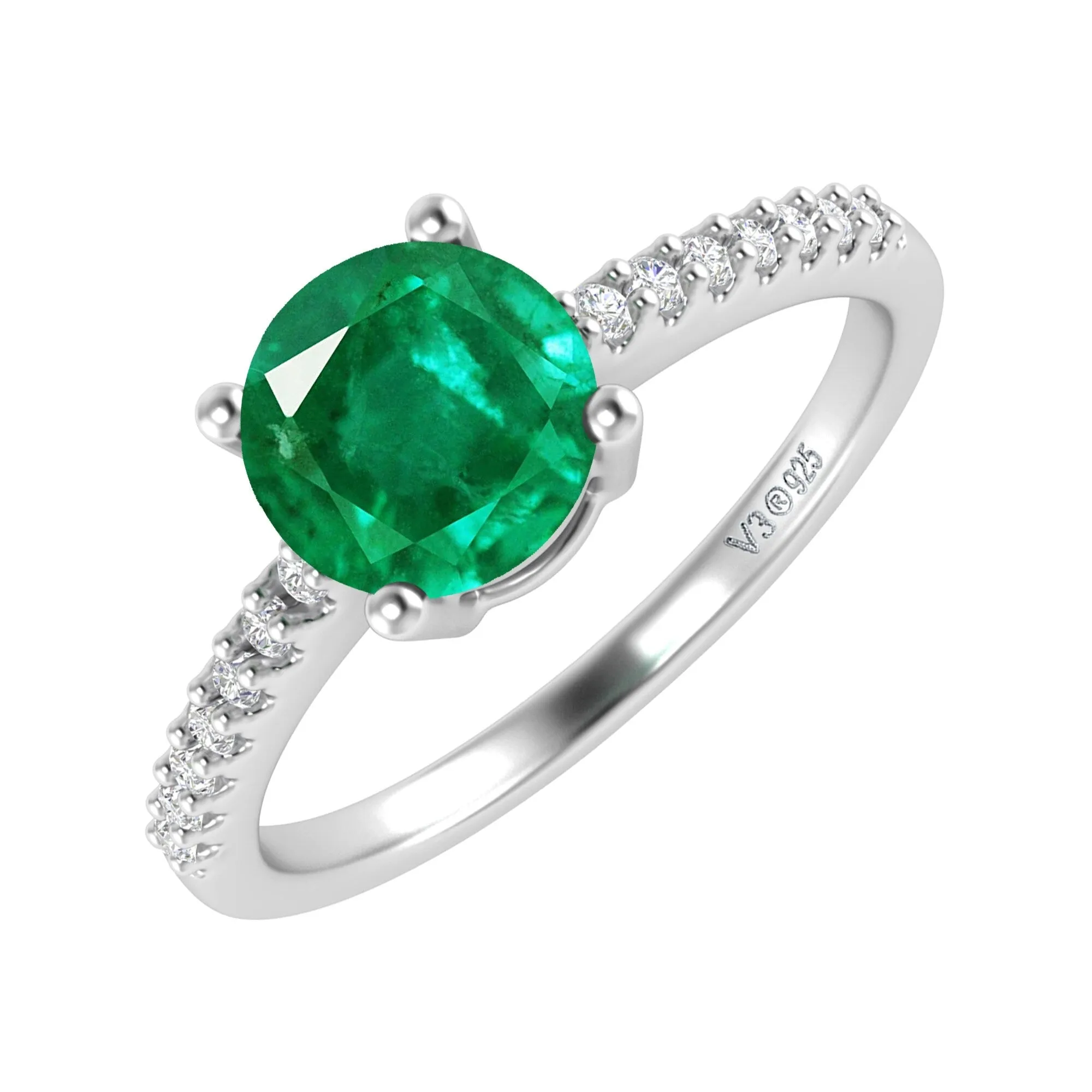 Sterling Silver 0.85CT Emerald and White Topaz Engagement Ring sold by Zulily product image thumbnail 4