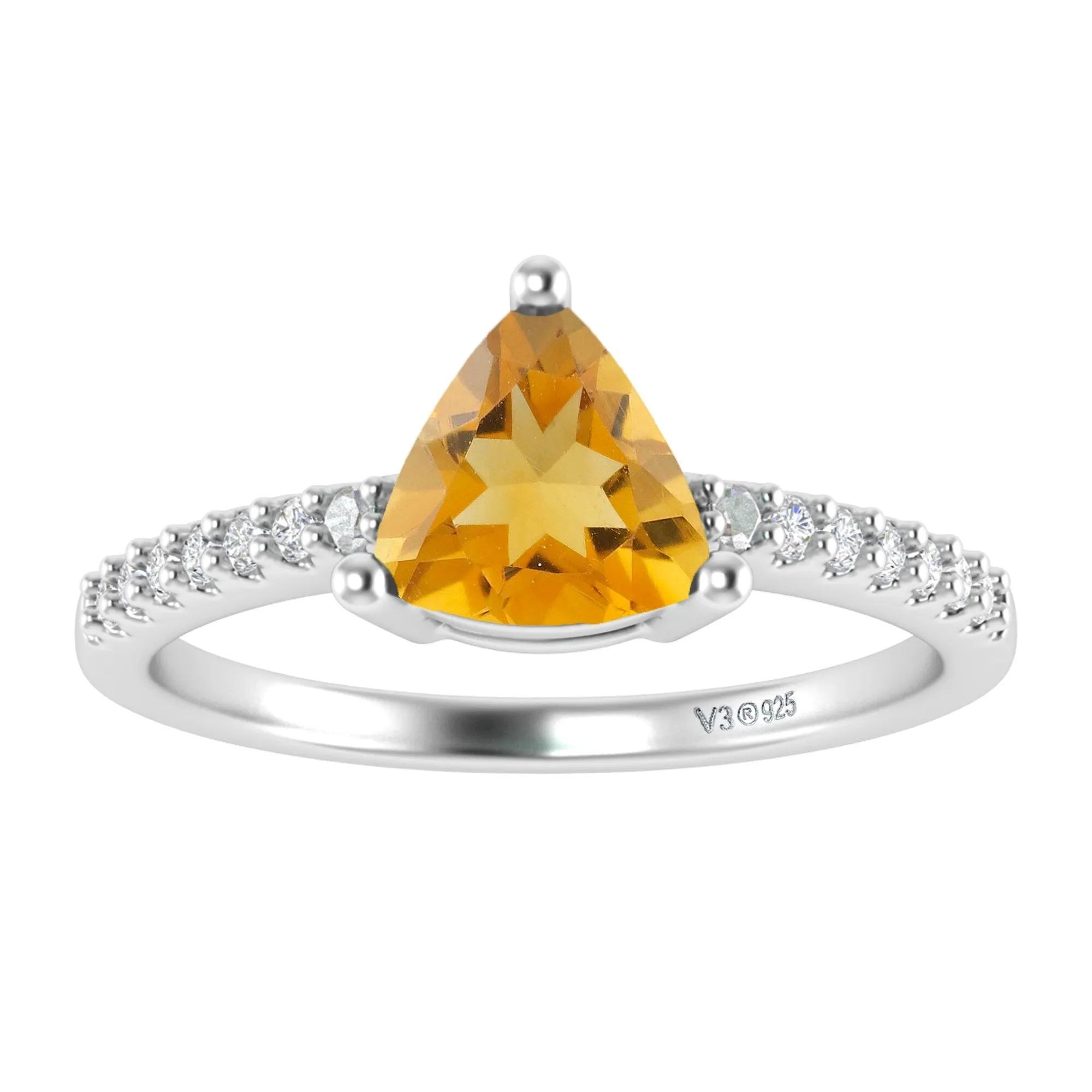 Sterling Silver 0.75CT Natural Citrine and White Topaz Engagement Ring sold by Zulily product image thumbnail 4