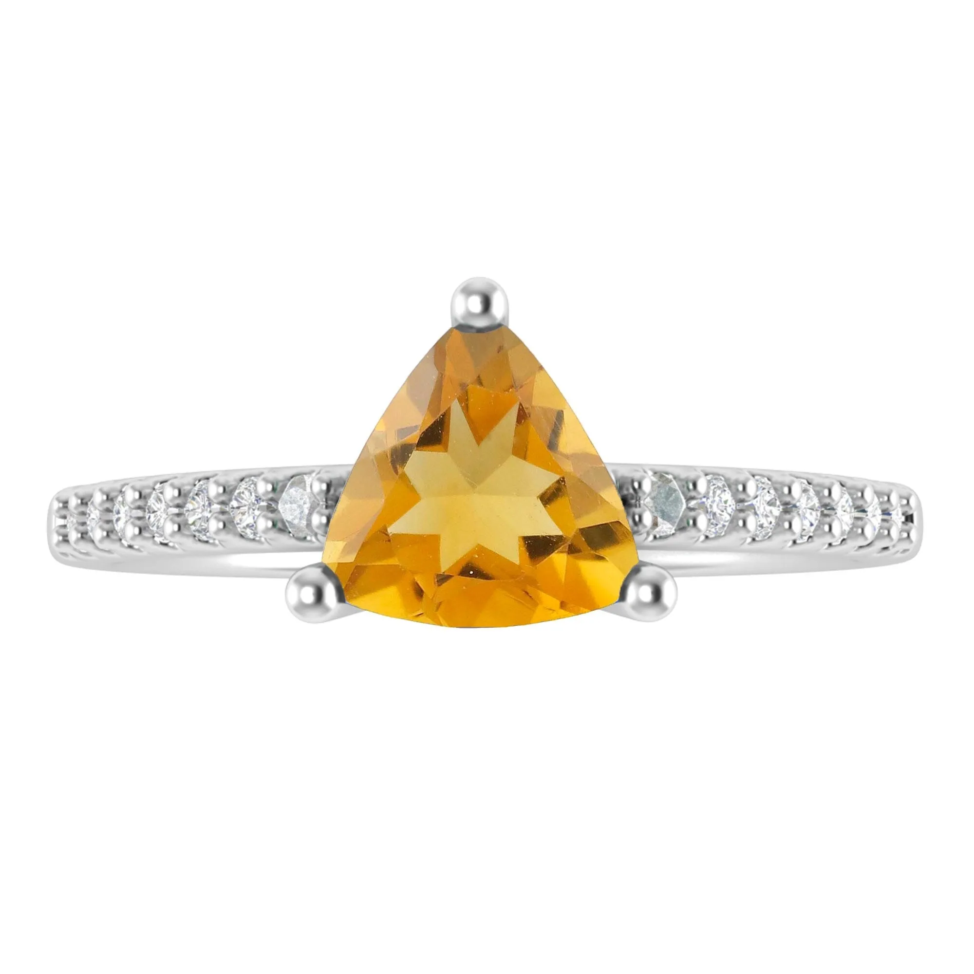 Sterling Silver 0.75CT Natural Citrine and White Topaz Engagement Ring sold by Zulily product image thumbnail 2