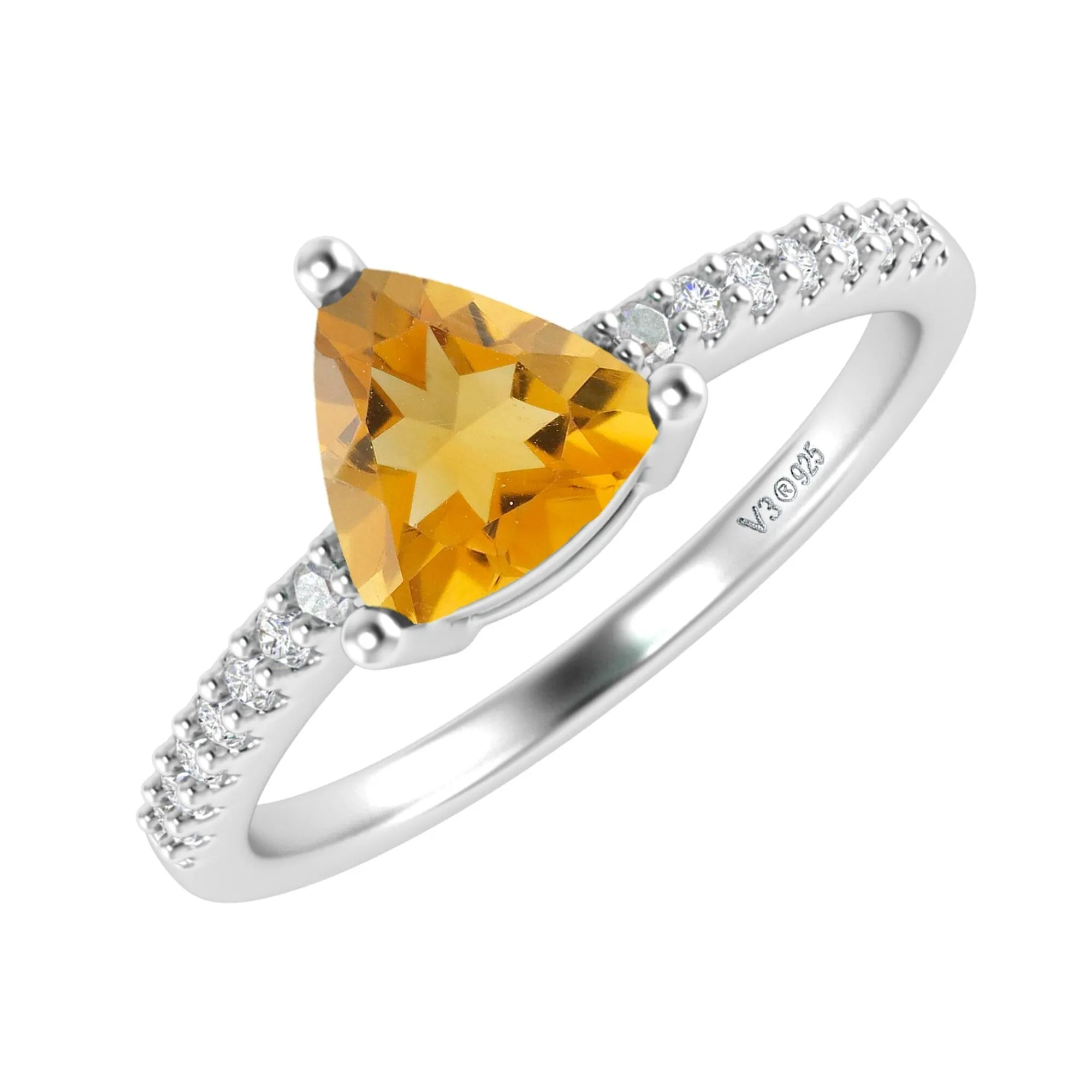 Sterling Silver 0.75CT Natural Citrine and White Topaz Engagement Ring sold by Zulily product image thumbnail 3