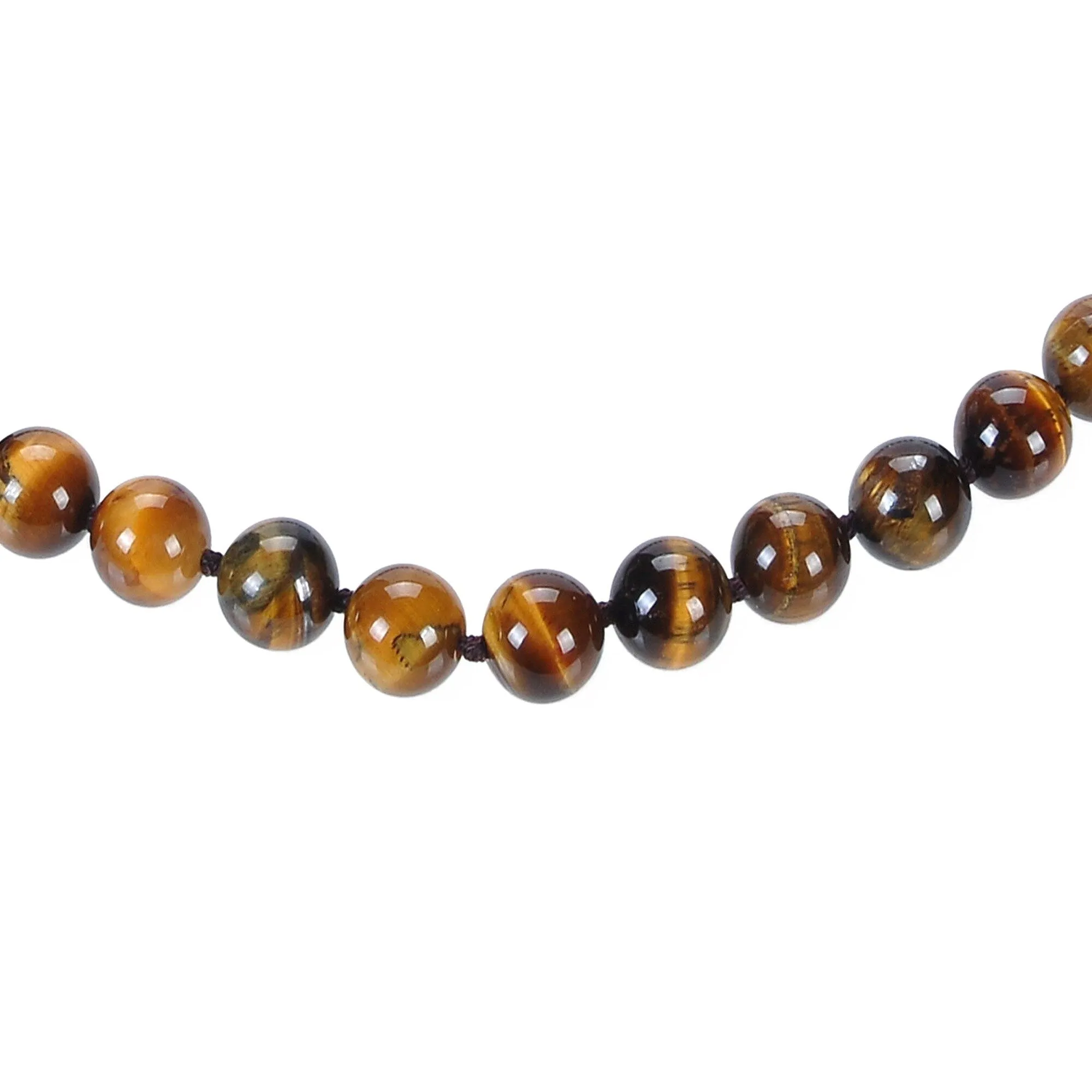 Sterling Silver Round Shape Natural Tiger Eye Beaded Necklace sold by Zulily product image thumbnail 4