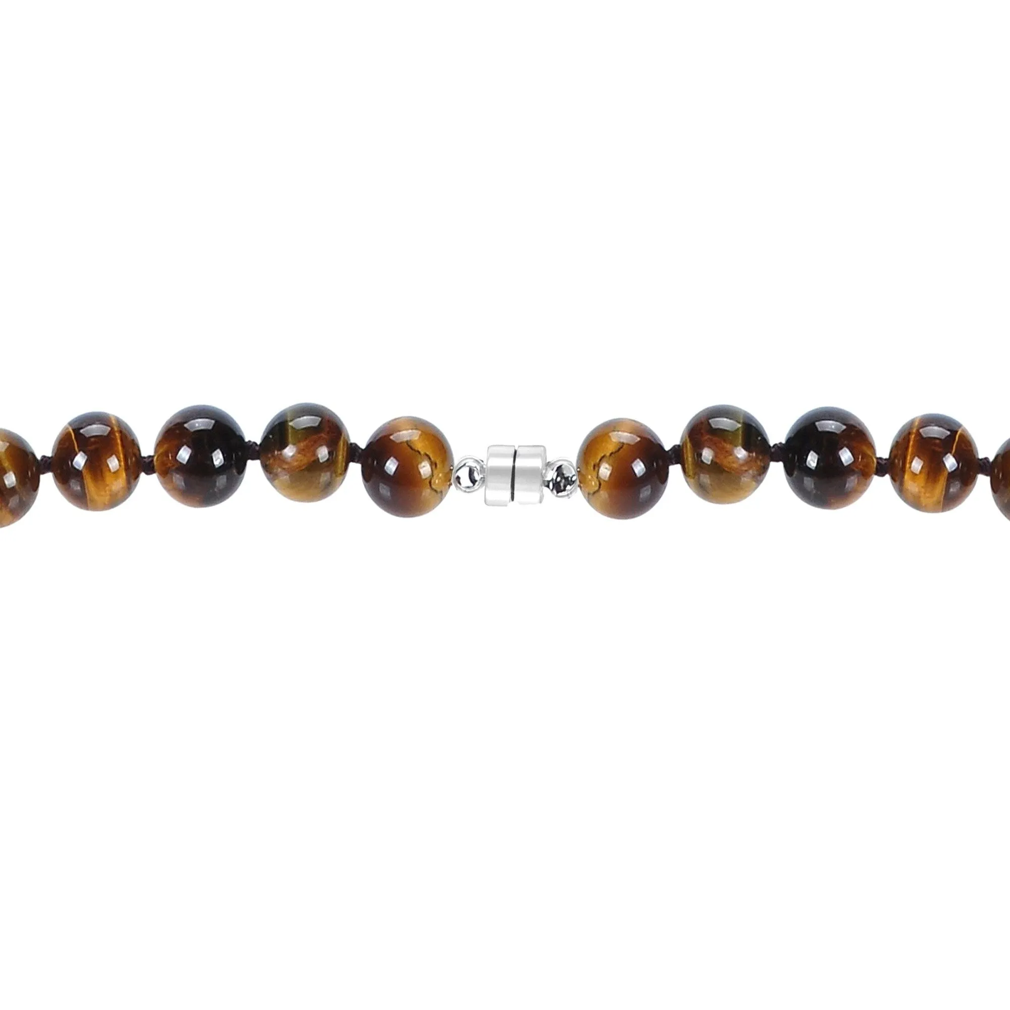 Sterling Silver Round Shape Natural Tiger Eye Beaded Necklace sold by Zulily product image thumbnail 3