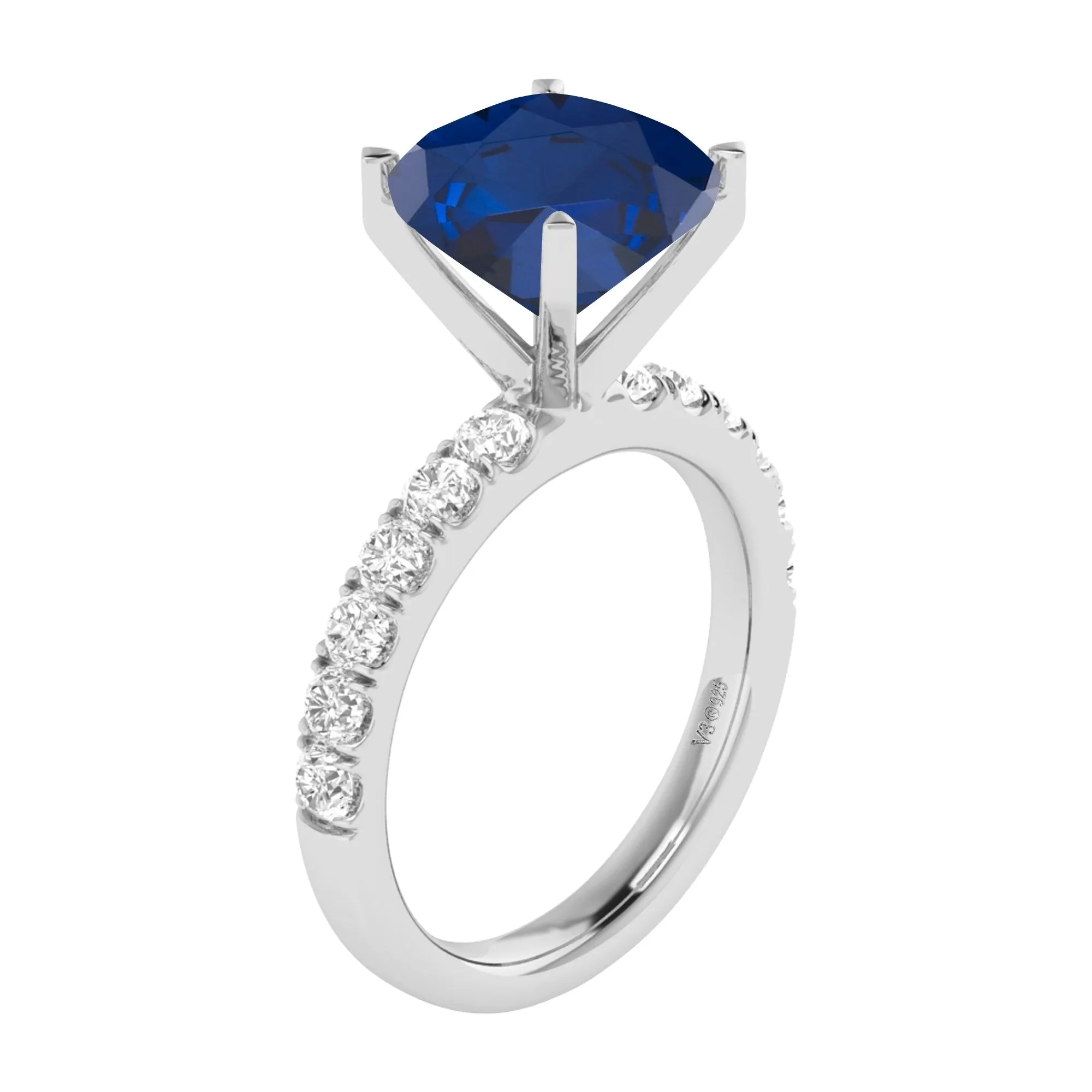 Sterling Silver 3.35ct Blue Sapphire and White Topaz Solitaire Ring sold by Zulily product image thumbnail 3