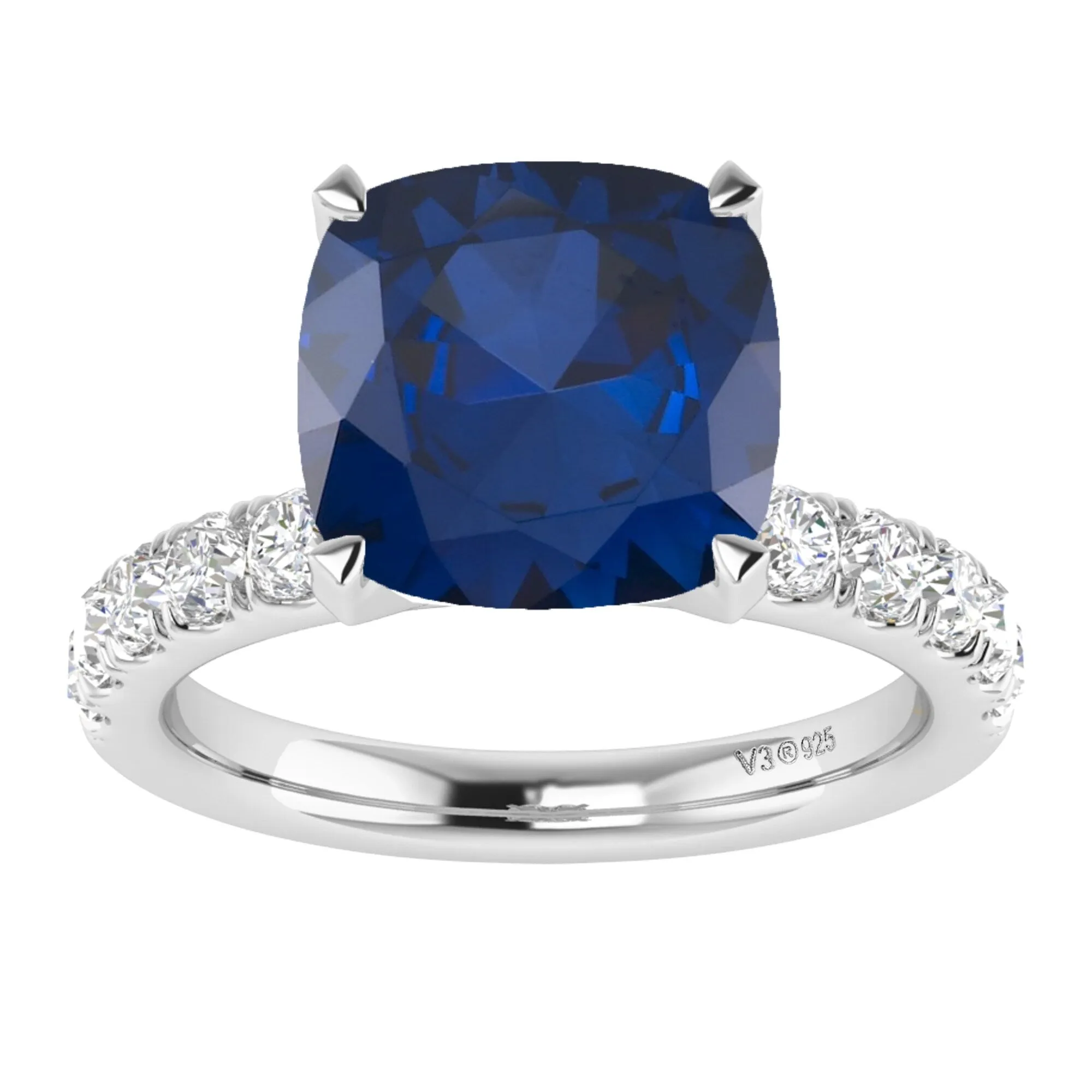 Sterling Silver 3.35ct Blue Sapphire and White Topaz Solitaire Ring sold by Zulily product image thumbnail 5