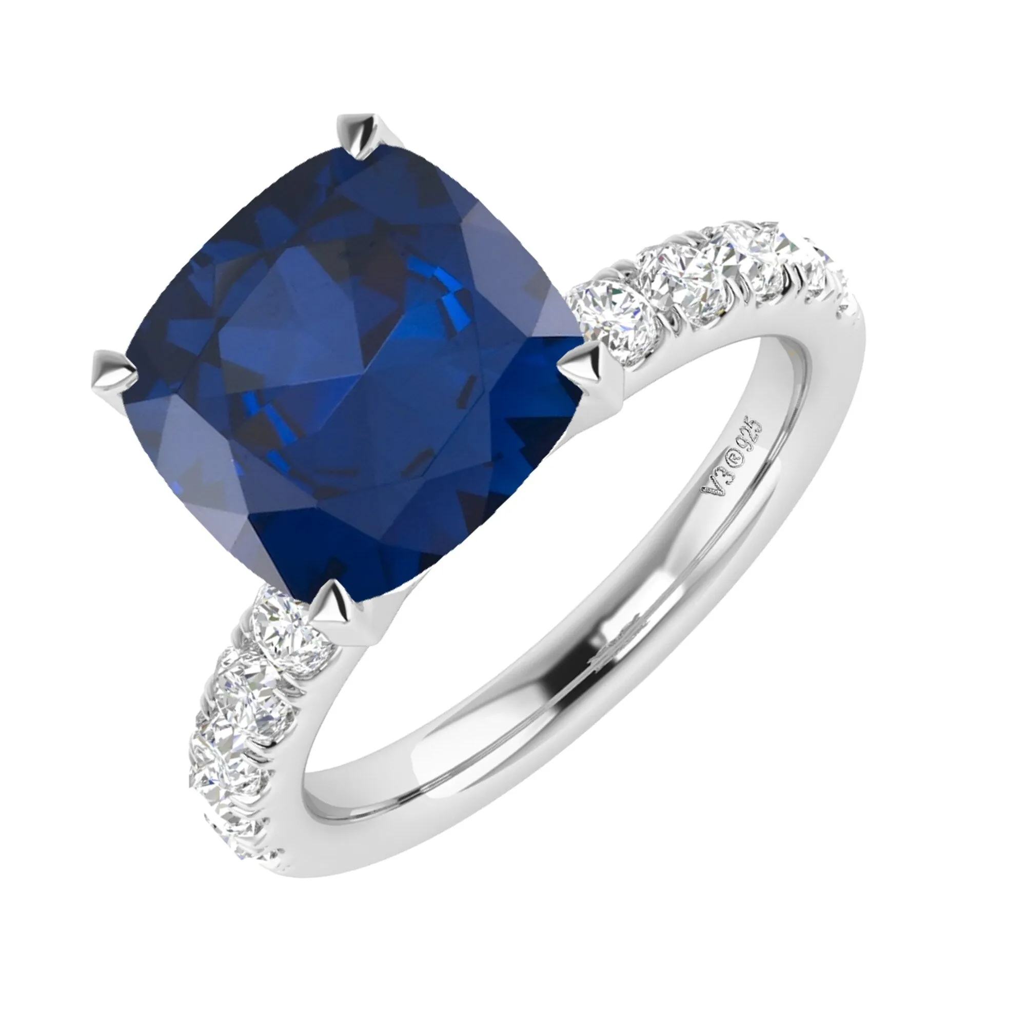 Sterling Silver 3.35ct Blue Sapphire and White Topaz Solitaire Ring sold by Zulily product image thumbnail 4
