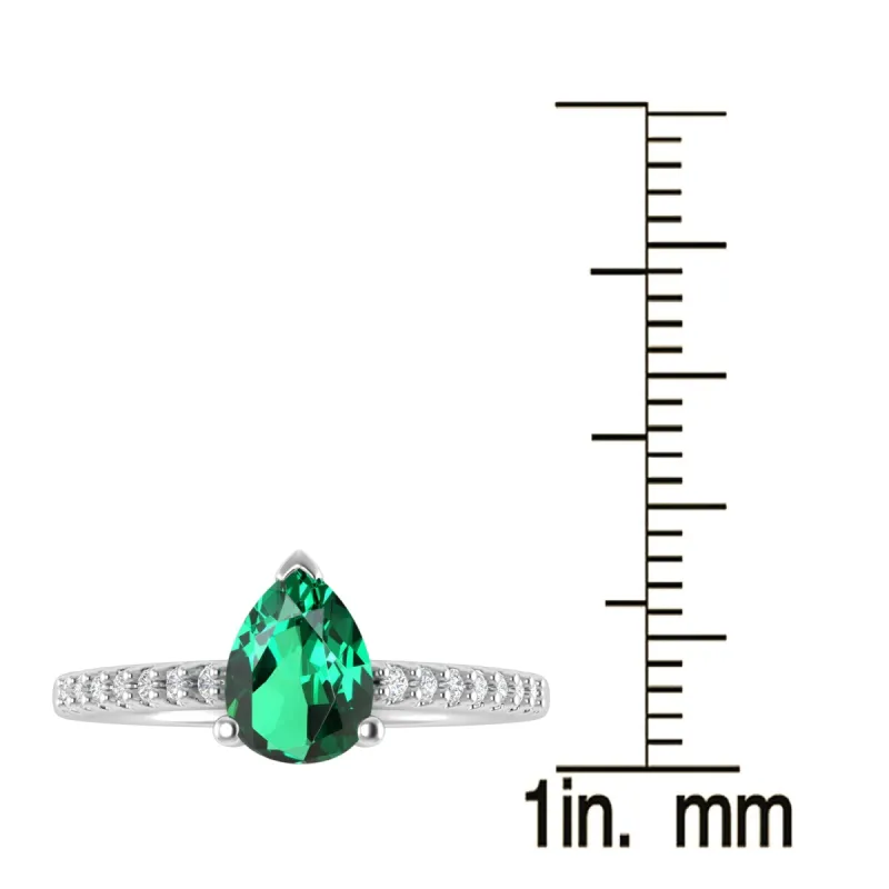 Sterling Silver 0.70CT Emerald and White Topaz Engagement Ring sold by Zulily