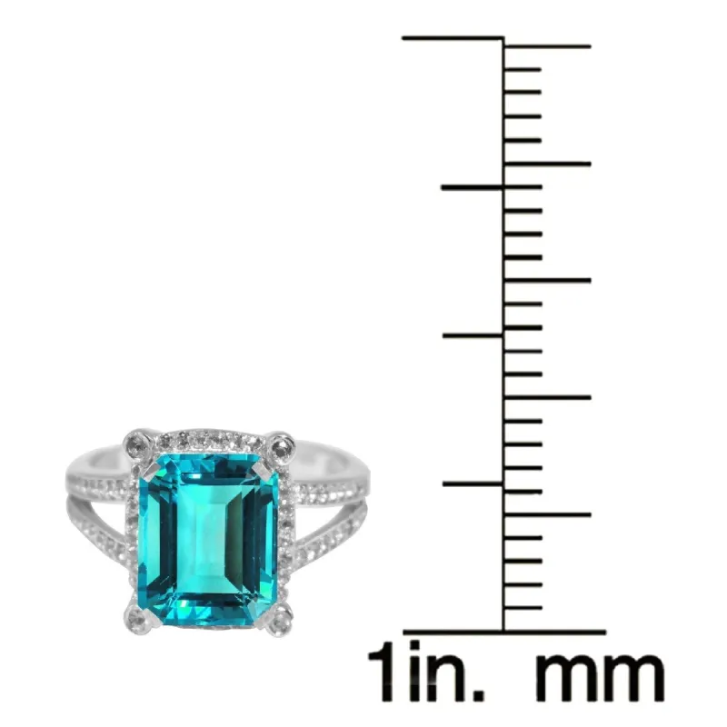 Sterling Silver with Paraiba Tourmaline and White Topaz Halo Ring sold by Zulily