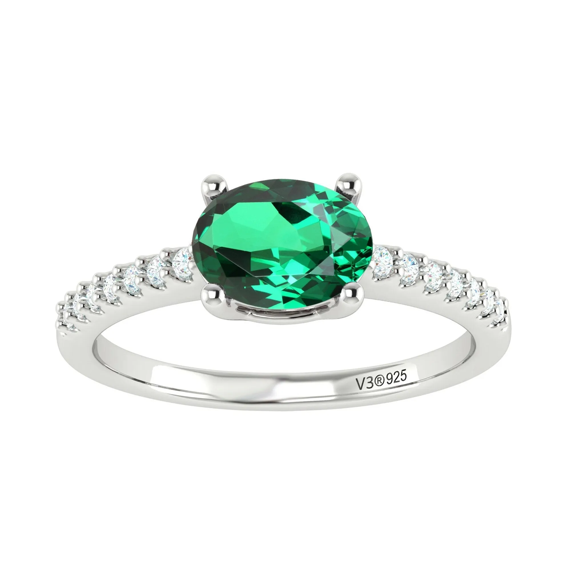 Sterling Silver 0.80cttw Emerald and White Topaz Solitaire Ring sold by Zulily product image thumbnail 5