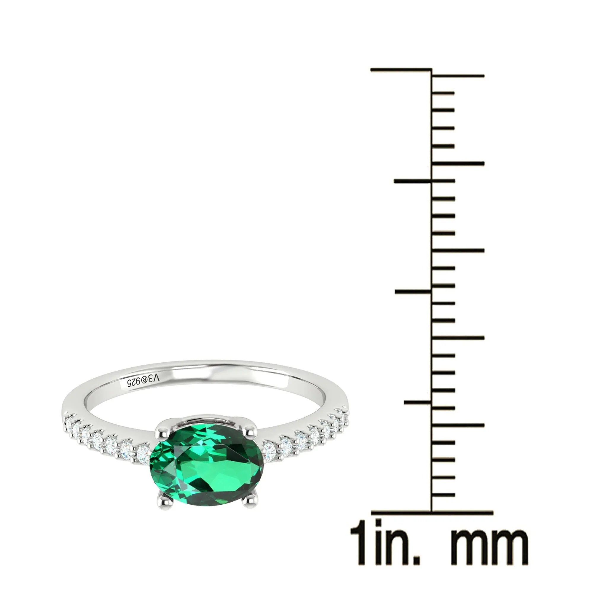Sterling Silver 0.80cttw Emerald and White Topaz Solitaire Ring sold by Zulily product image thumbnail 3