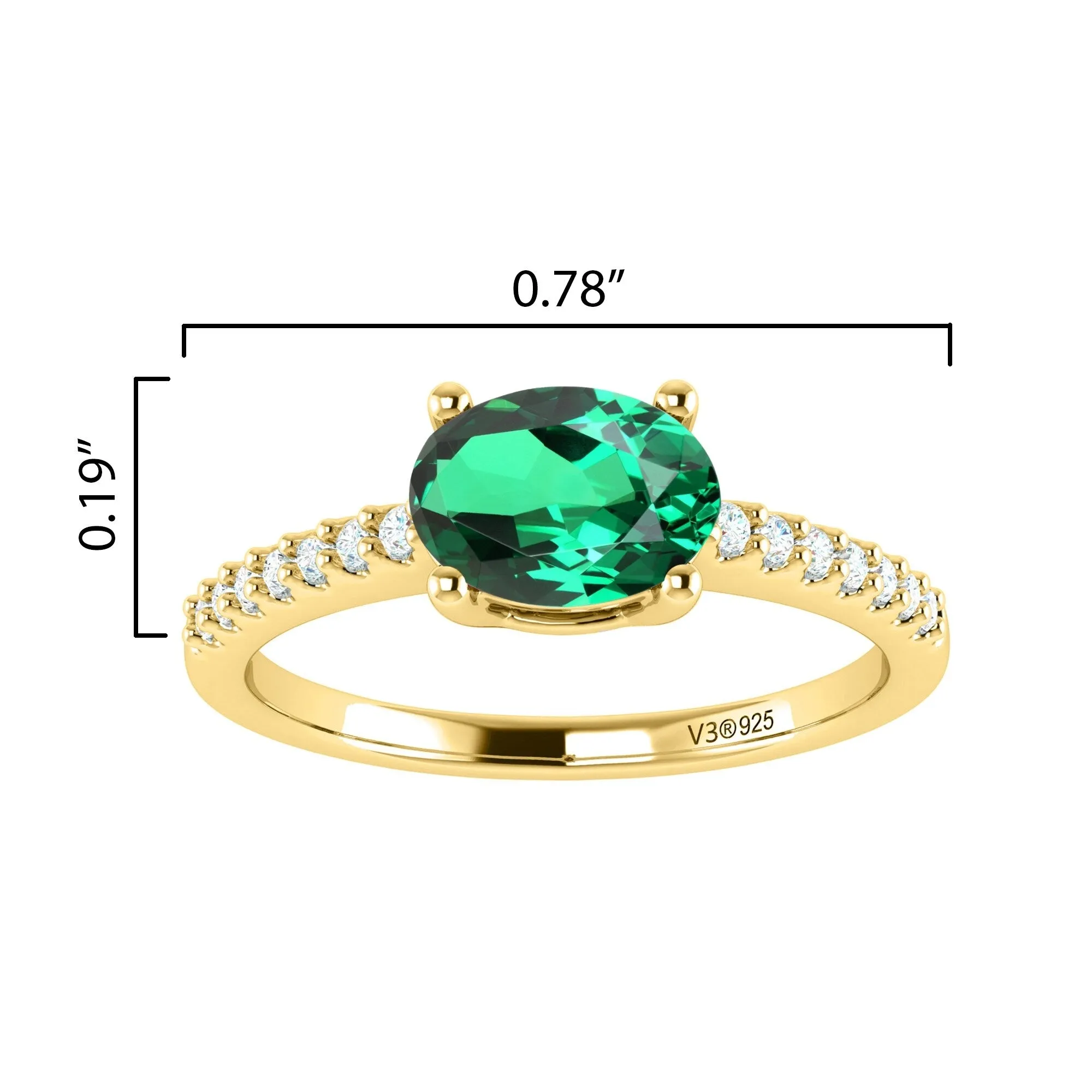 Sterling Silver 0.80cttw Emerald and White Topaz Solitaire Ring sold by Zulily product image thumbnail 2