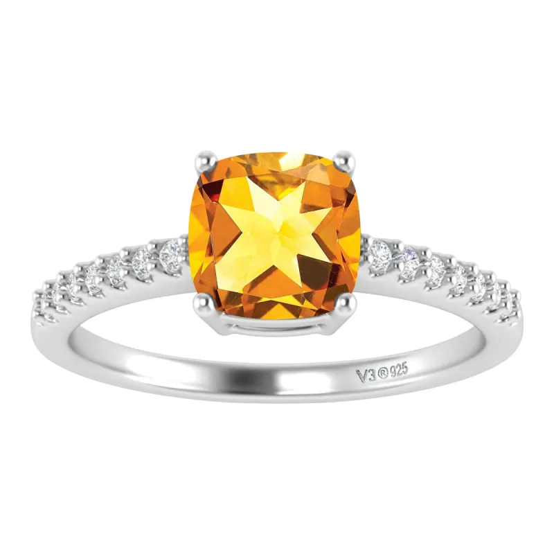 Sterling Silver 1.00ct Natural Citrine and White Topaz Engagement Ring sold by Zulily