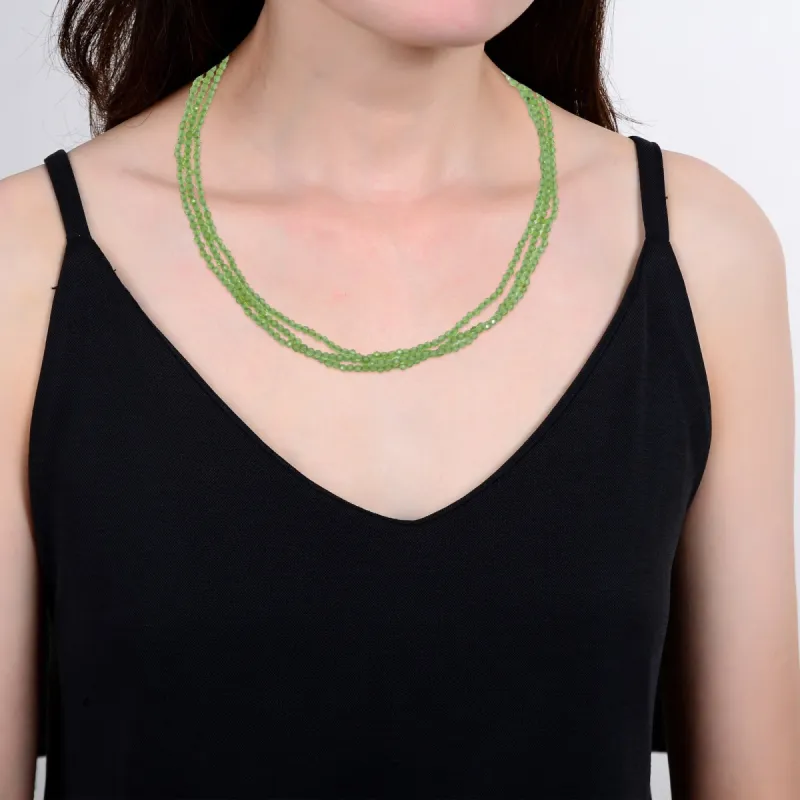 Sterling Silver Natural Peridot Strand Bead Necklace sold by Zulily