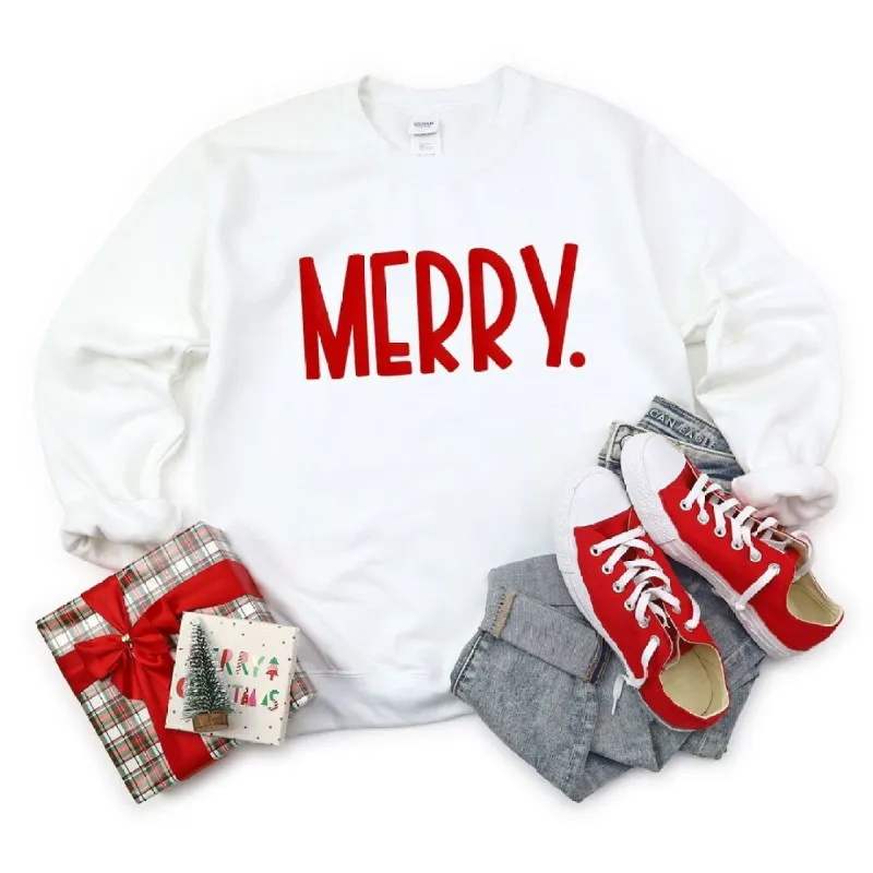 Merry Bold Word Puff Graphic Sweatshirt sold by Zulily