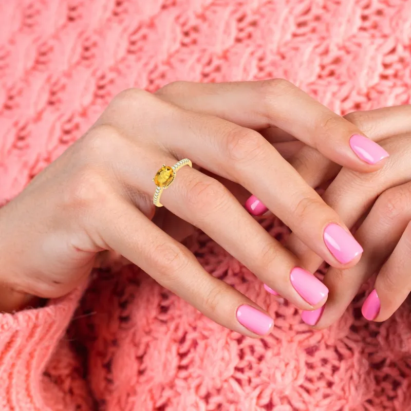 Sterling Silver 0.75ct Natural Citrine and White Topaz Solitaire Ring sold by Zulily