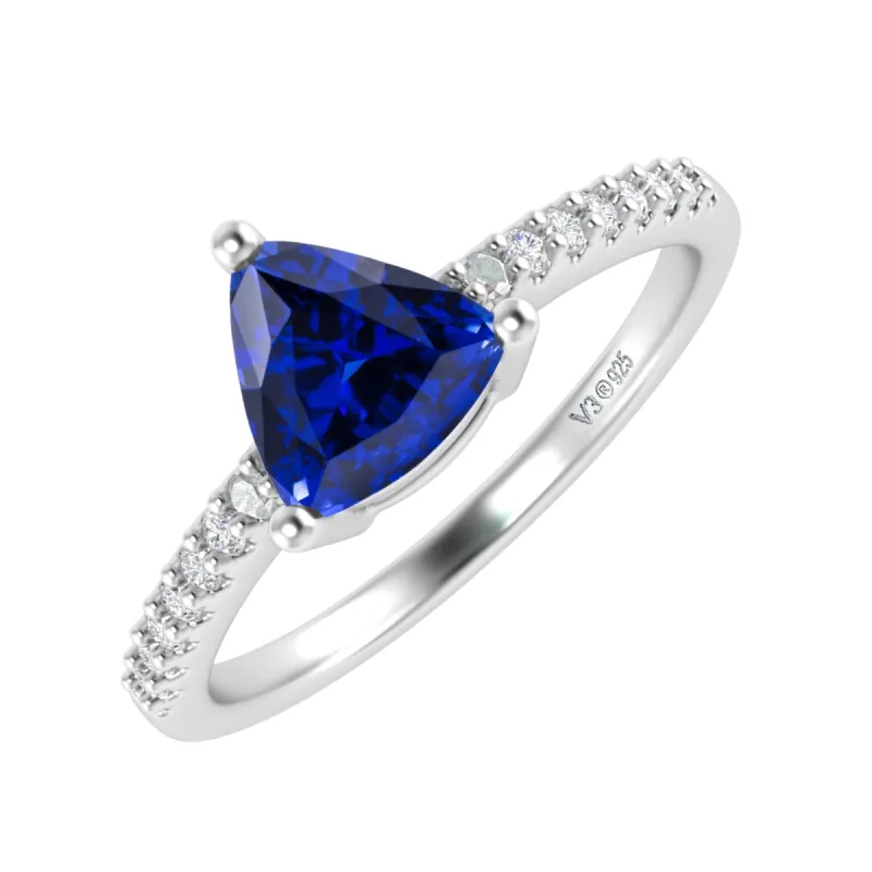 Sterling Silver 1.30CT Blue Sapphire and White Topaz Engagement Ring sold by Zulily