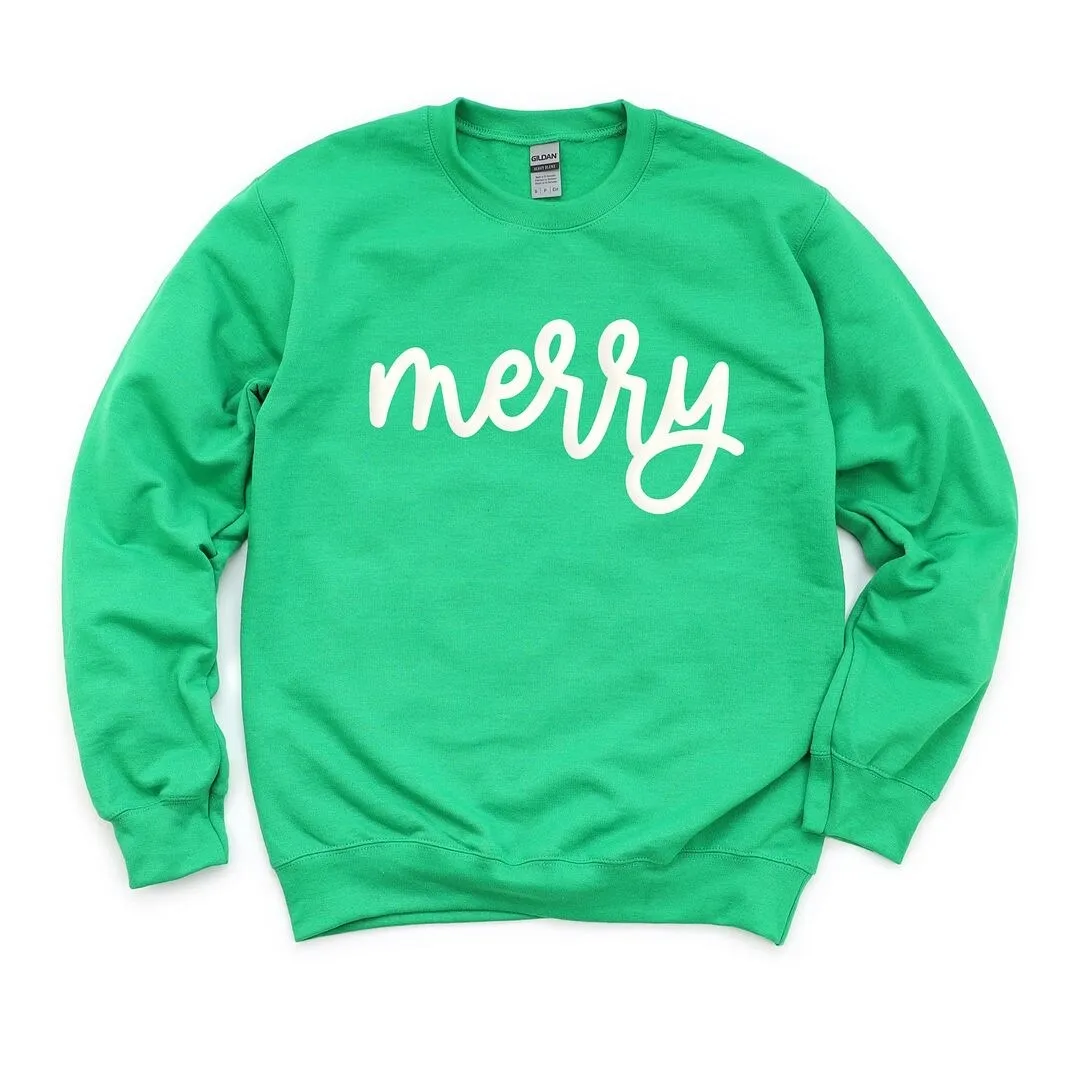 Merry Bold Cursive Puff Graphic Sweatshirt sold by Zulily product image thumbnail 4