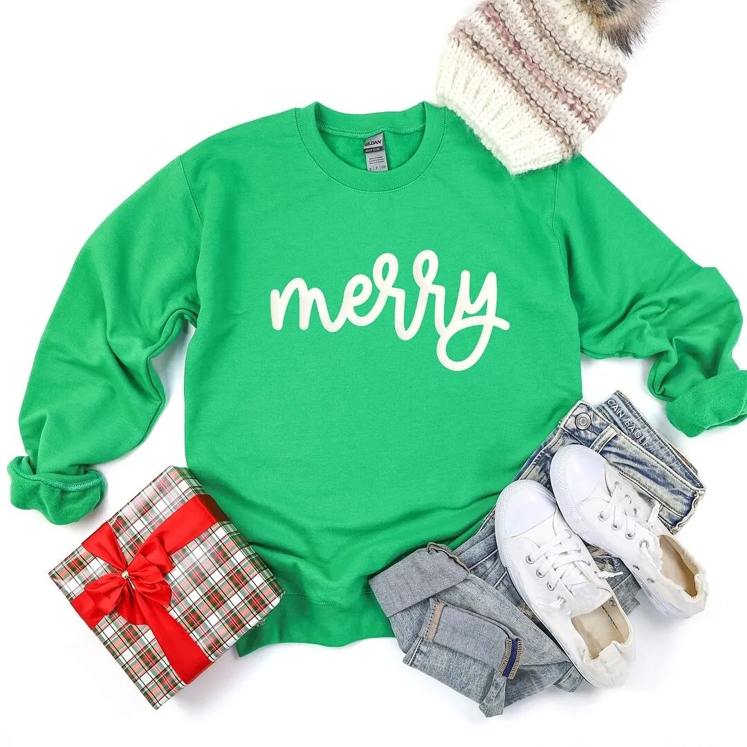 Merry Bold Cursive Puff Graphic Sweatshirt sold by Zulily product image thumbnail 5