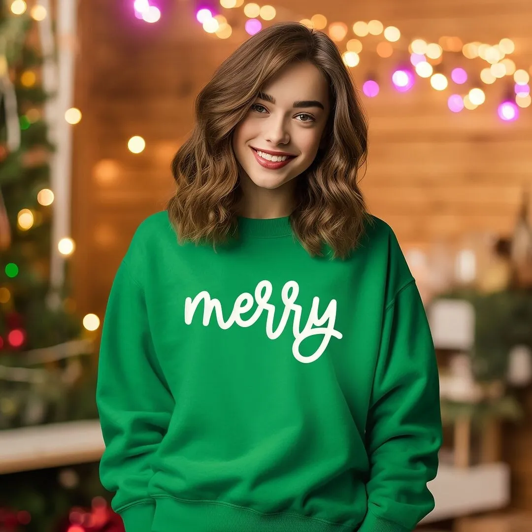 Merry Bold Cursive Puff Graphic Sweatshirt sold by Zulily product image thumbnail 3