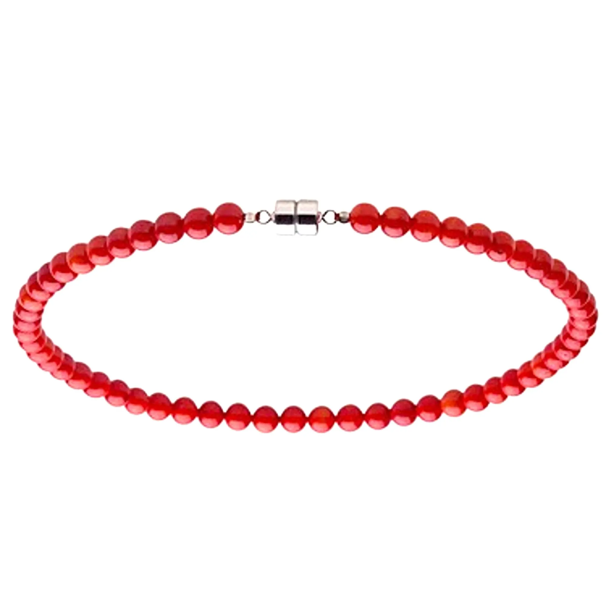 Sterling Silver Round Shape Coral Bead Necklace with Magnetic Lock sold by Zulily product image thumbnail 2