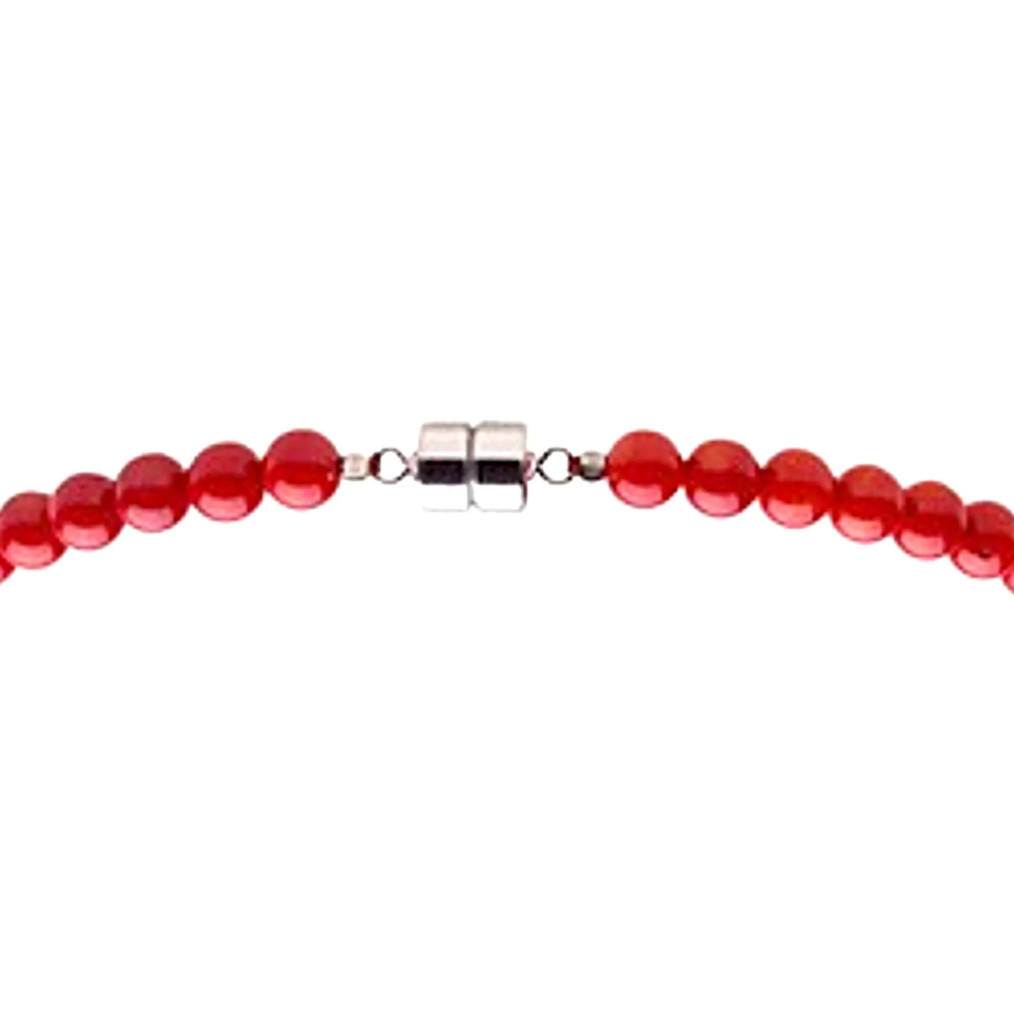 Sterling Silver Round Shape Coral Bead Necklace with Magnetic Lock sold by Zulily product image thumbnail 3