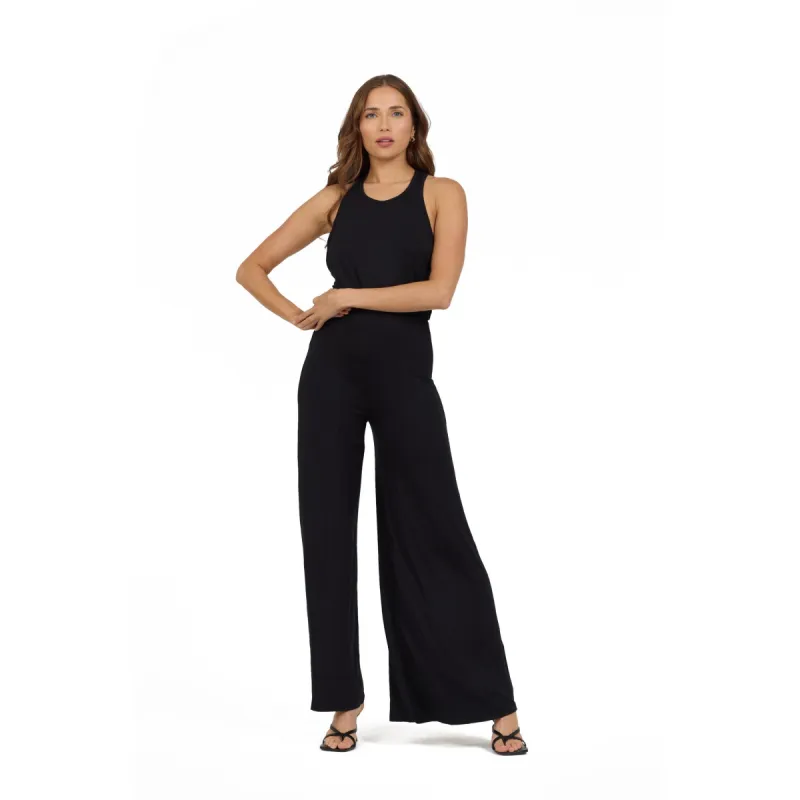 GO Couture Jumpsuit Crew Neck Keyhole Back Wide Leg sold by Zulily