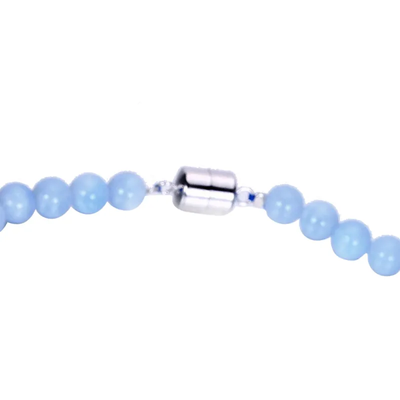 Sterling Silver Round Shape Natural Aquamarine Bead Necklace sold by Zulily