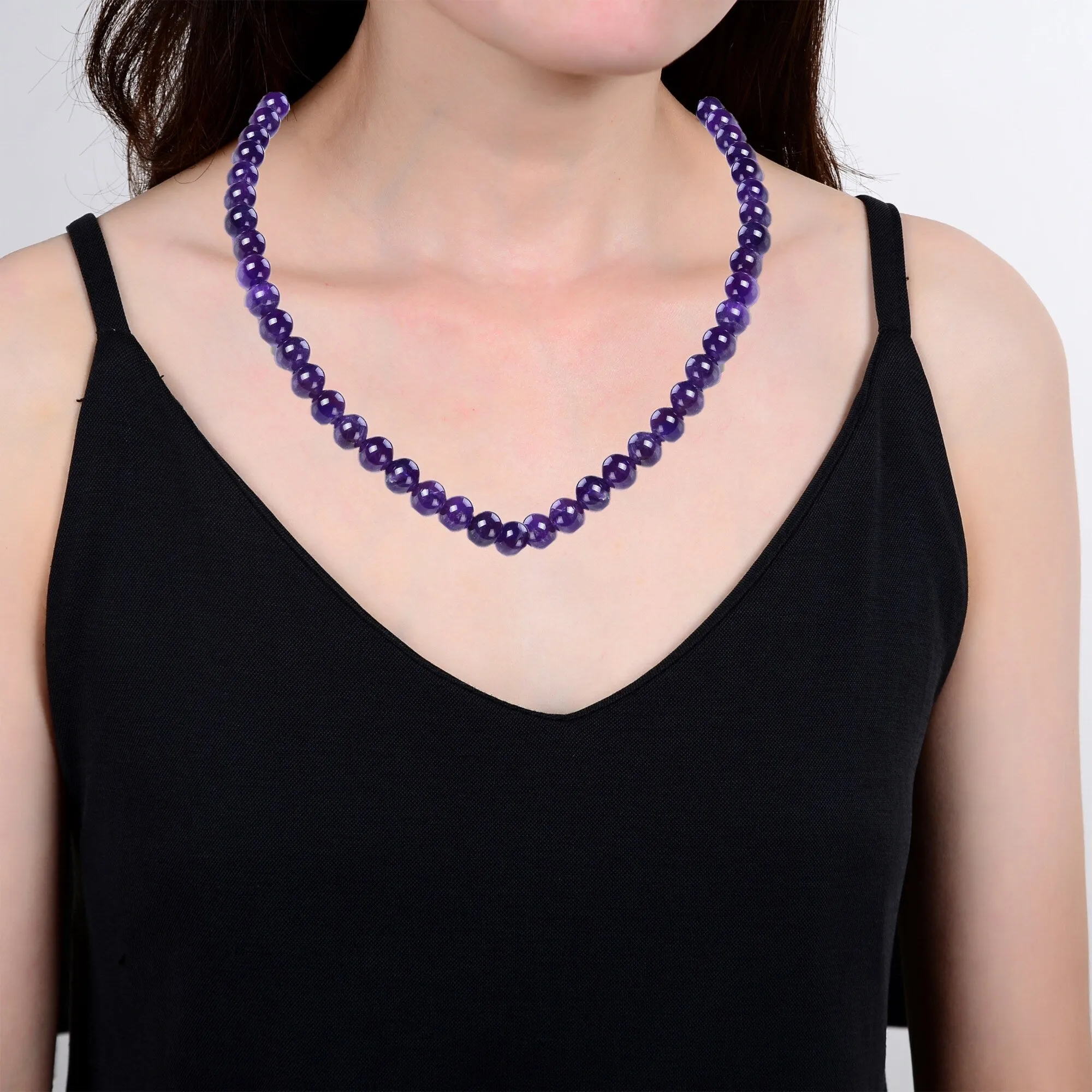 Sterling Silver Natural Amethyst Beaded Necklace with Magnetic Lock sold by Zulily product image thumbnail 2