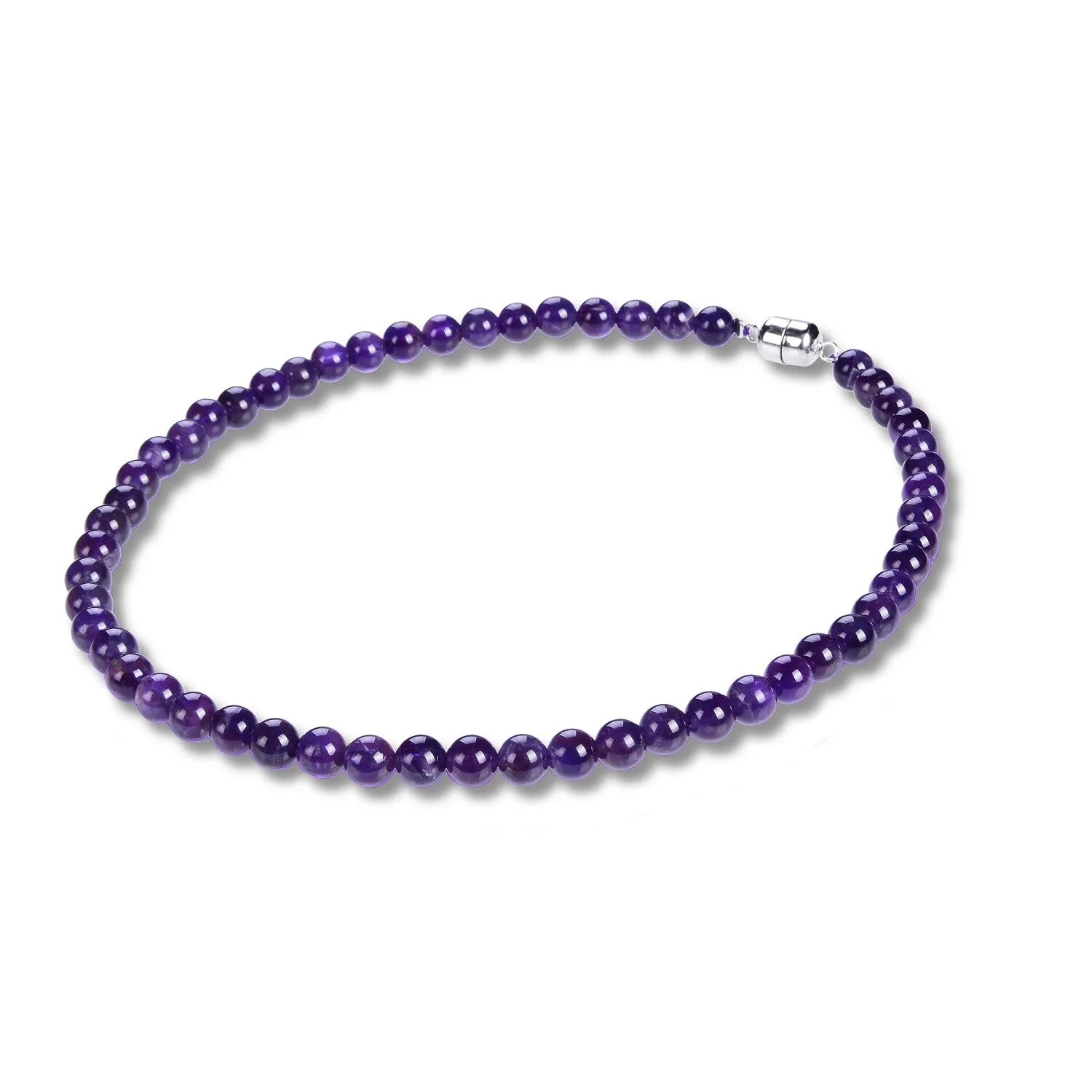 Sterling Silver Natural Amethyst Beaded Necklace with Magnetic Lock sold by Zulily