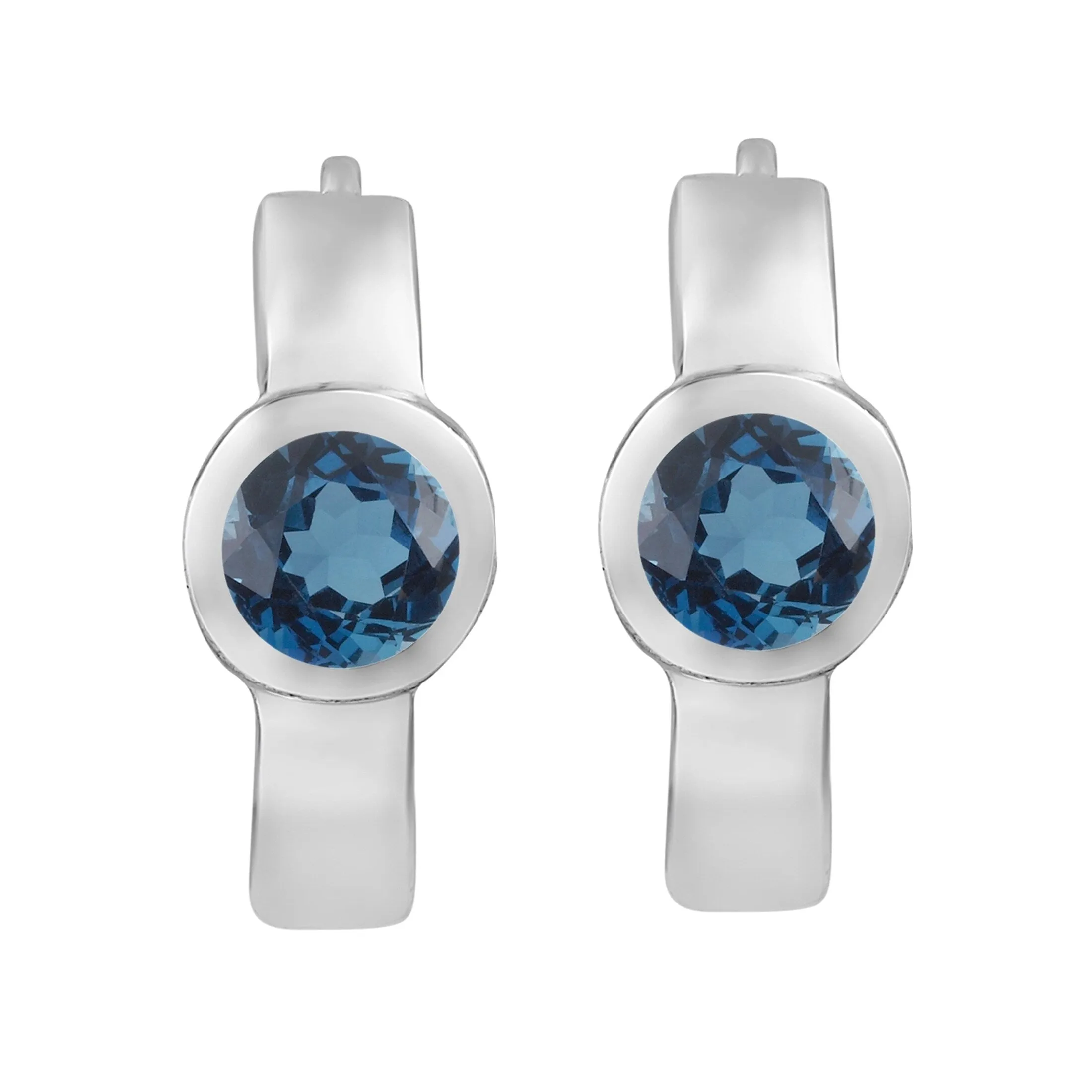 Sterling Silver Natural London Blue Topaz Hoop Earrings sold by Zulily product image thumbnail 5