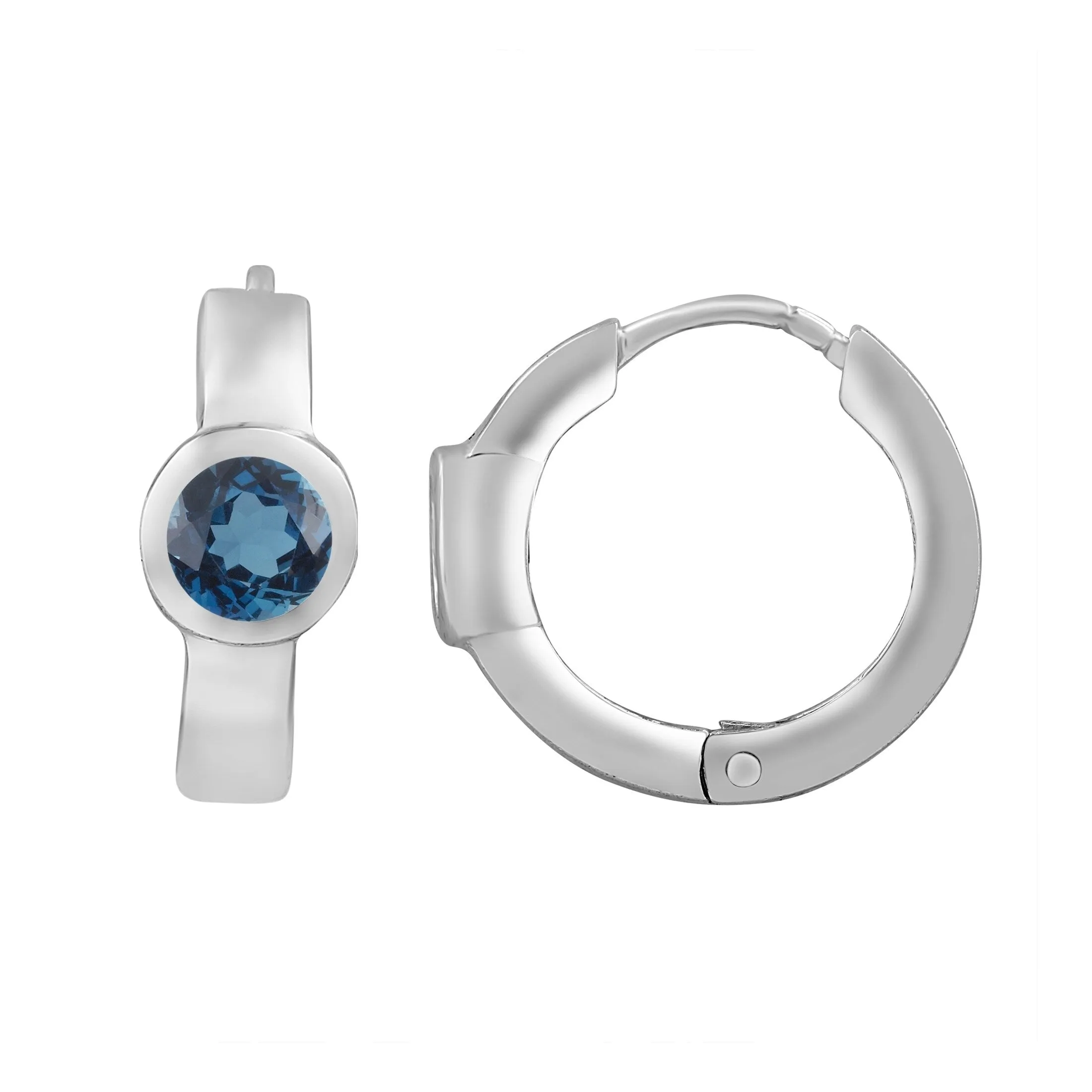 Sterling Silver Natural London Blue Topaz Hoop Earrings sold by Zulily product image thumbnail 4